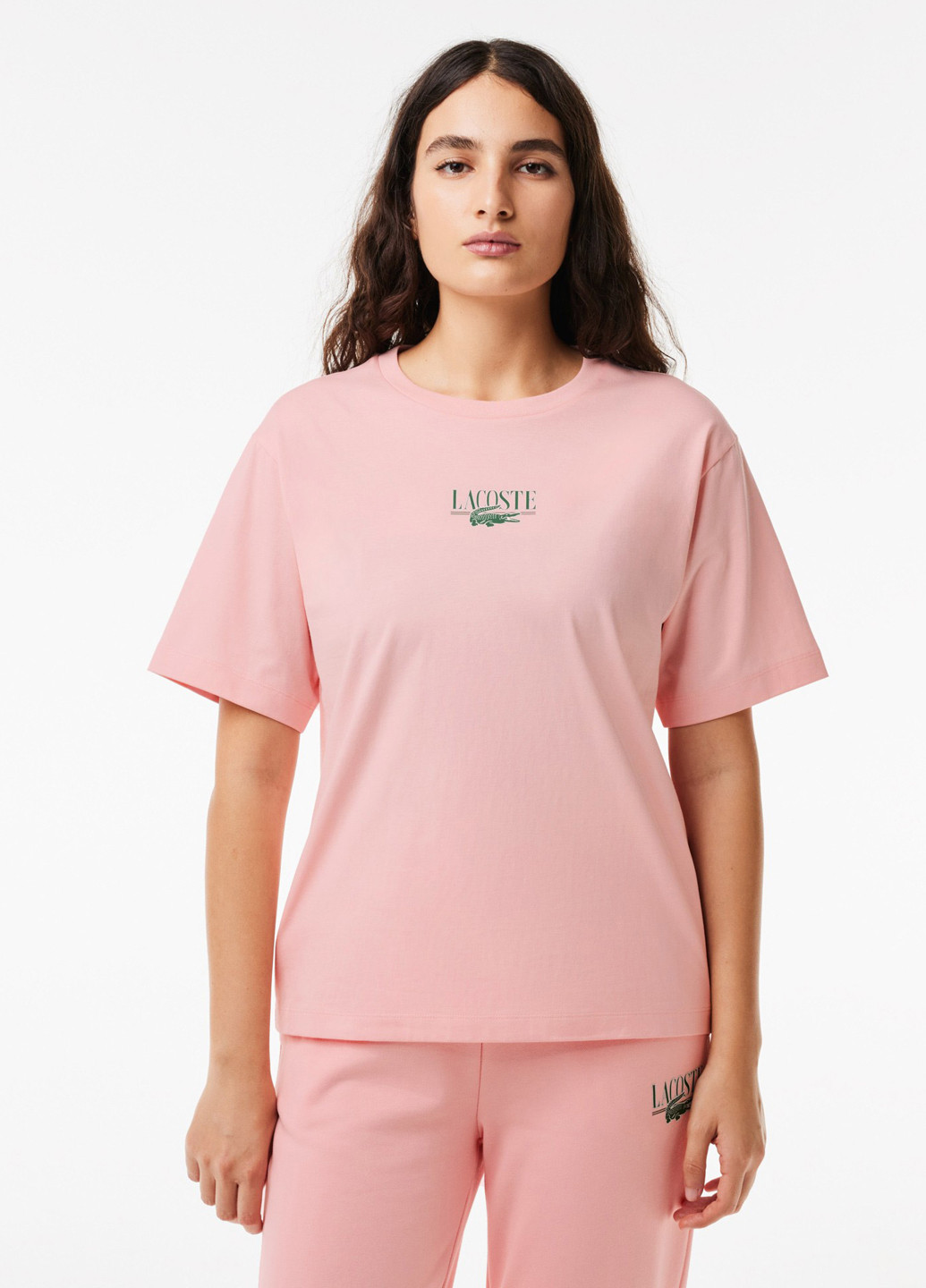 Светло-розовая летняя футболка Lacoste