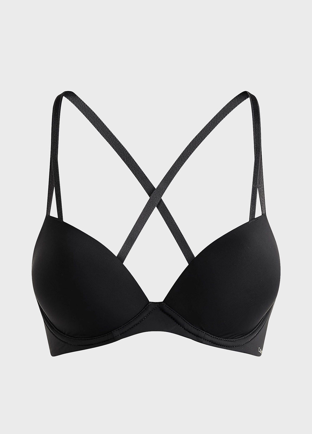 Чёрный балконет бюстгальтер Calvin Klein с косточками полиамид