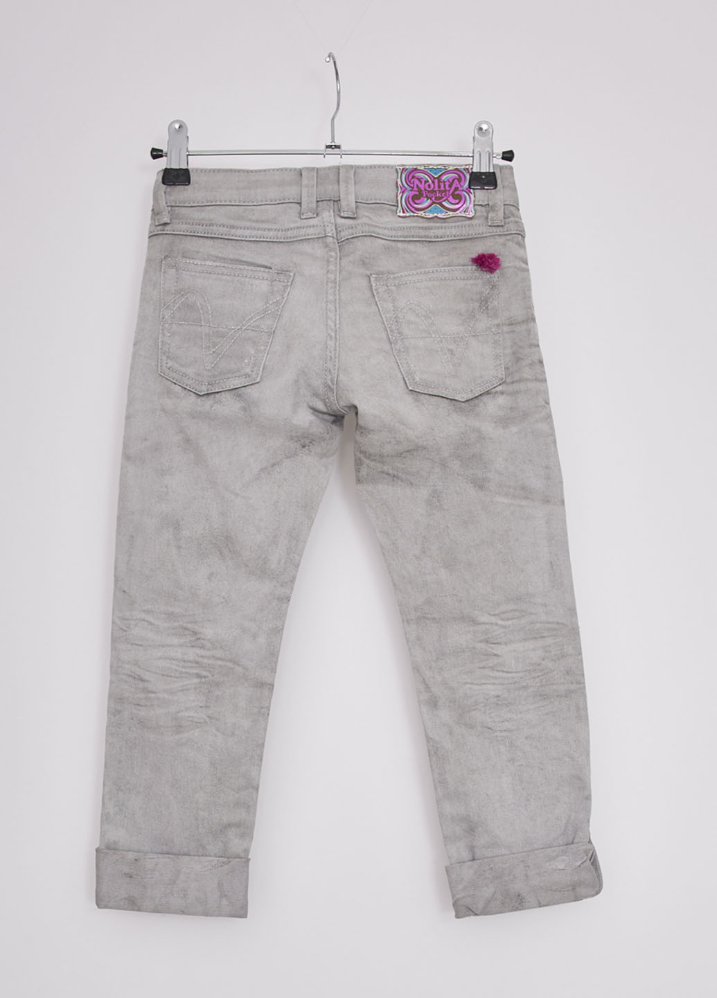 Серые демисезонные со средней талией джинсы Nolita