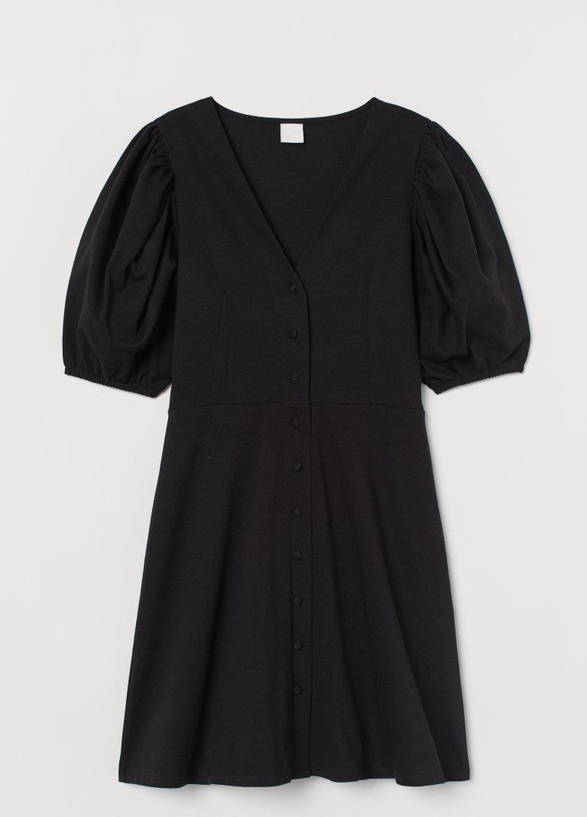Черное кэжуал хлопковое платье H&M однотонное