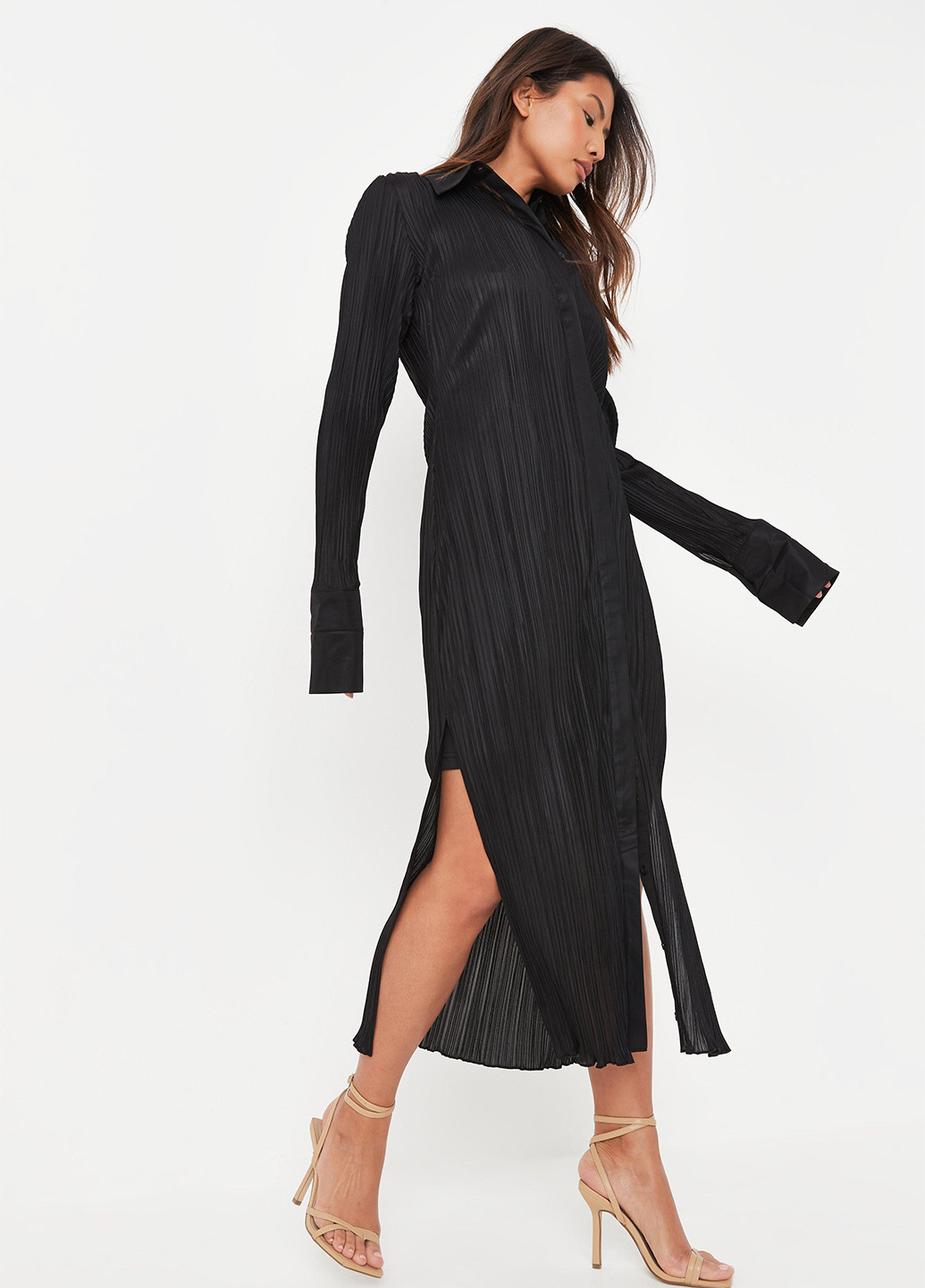 Чорна кежуал сукня сукня-сорочка, плісована Missguided однотонна