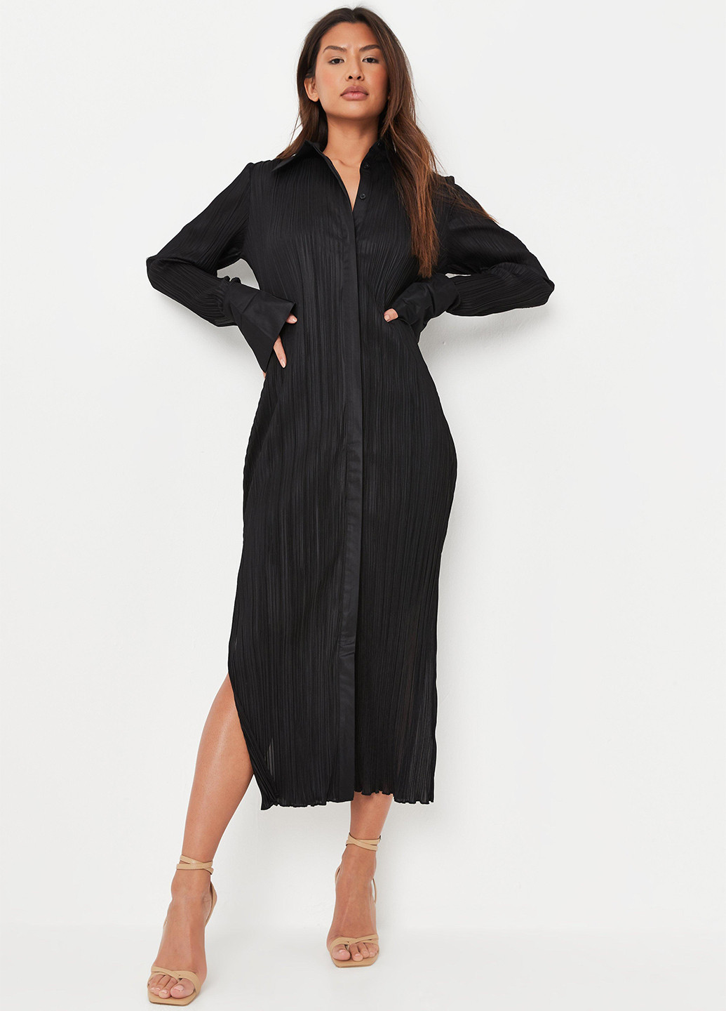 Чорна кежуал сукня сукня-сорочка, плісована Missguided однотонна