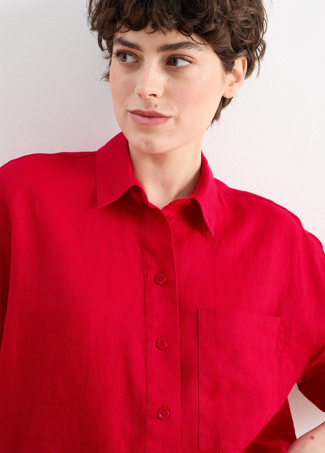 Красная кэжуал рубашка однотонная C&A