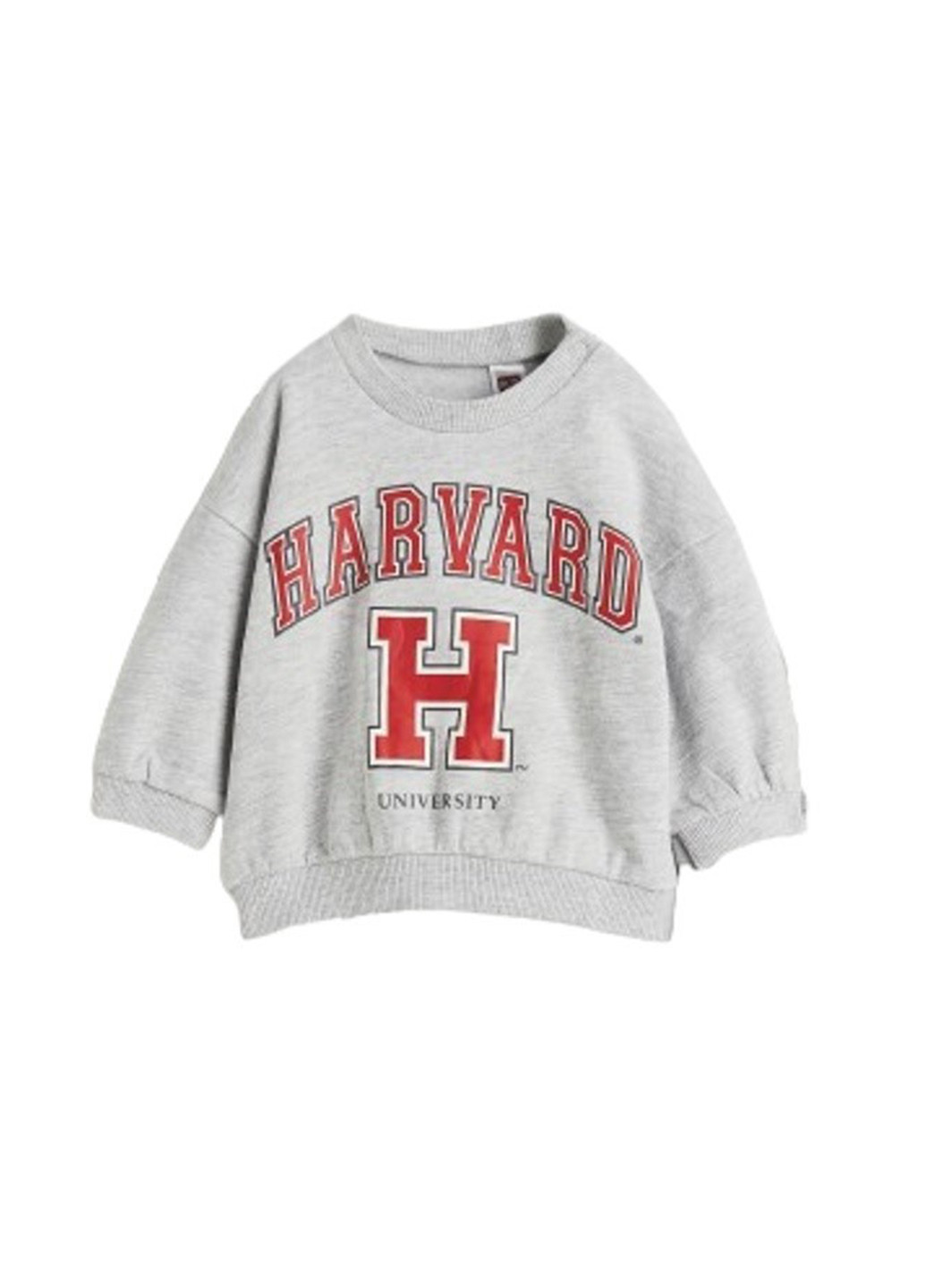 H&M свитшот бананы светло-серый кэжуал хлопок, трикотаж с начесом