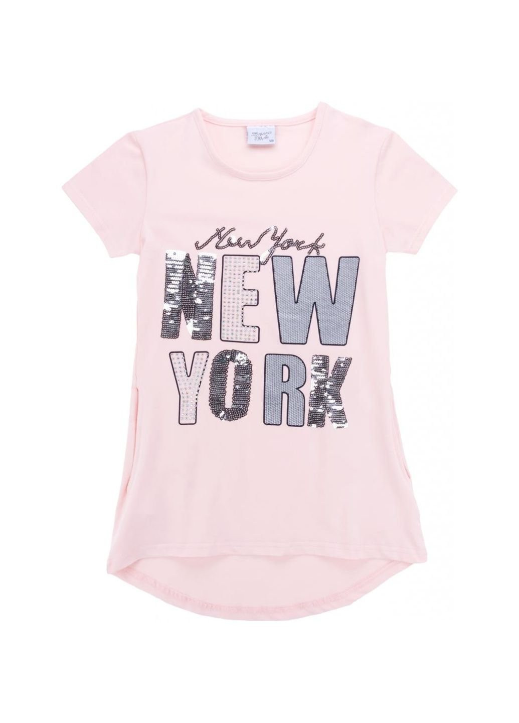 Персиковая демисезонная футболка детская "new york" (1281-140g-peach) Breeze