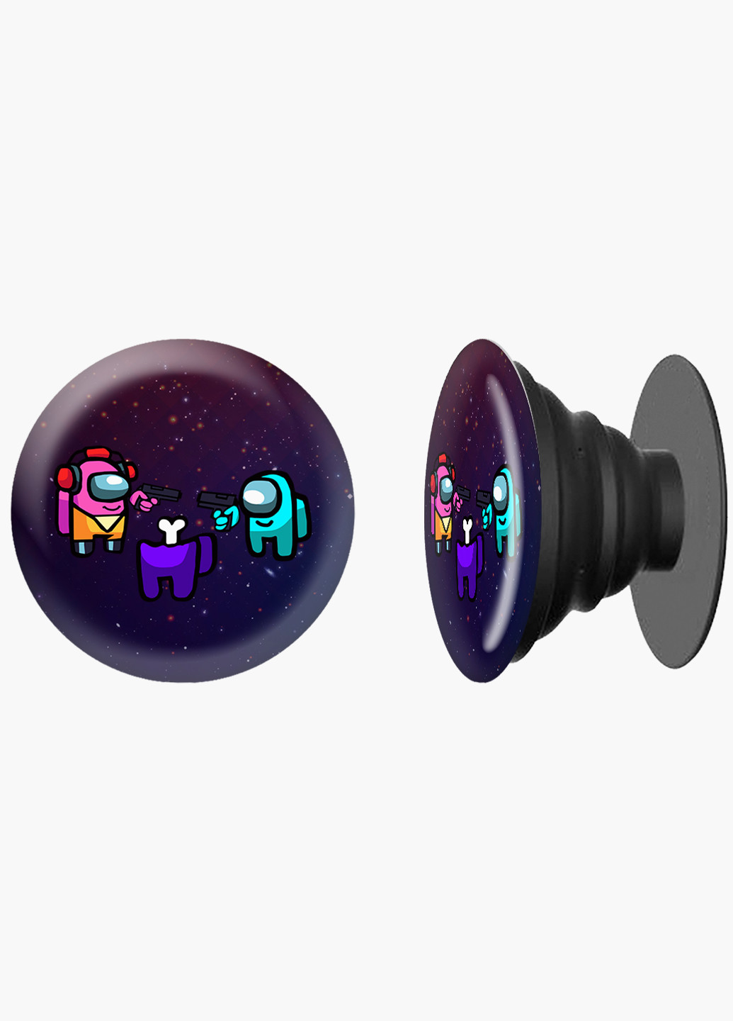 Попсокет (Popsockets) тримач для смартфону Амонг Ас (Among Us) (8754-2598) Чорний MobiPrint (216836497)