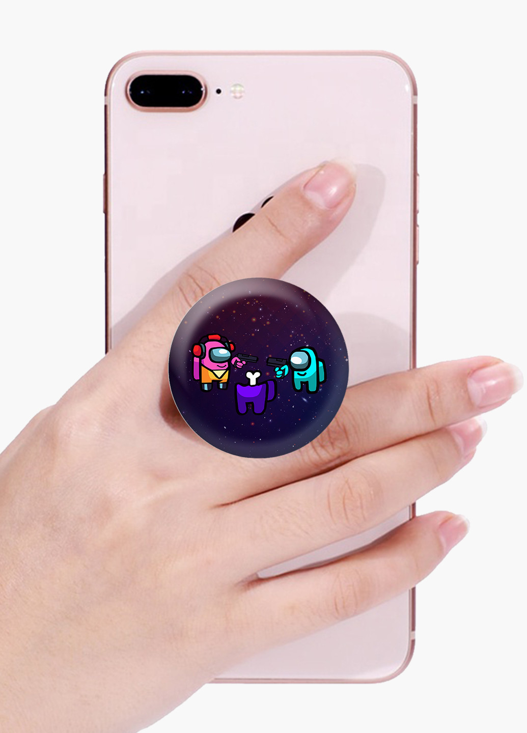 Попсокет (Popsockets) держатель для смартфона Амонг Ас (Among Us) (8754-2598) Черный MobiPrint (216836497)