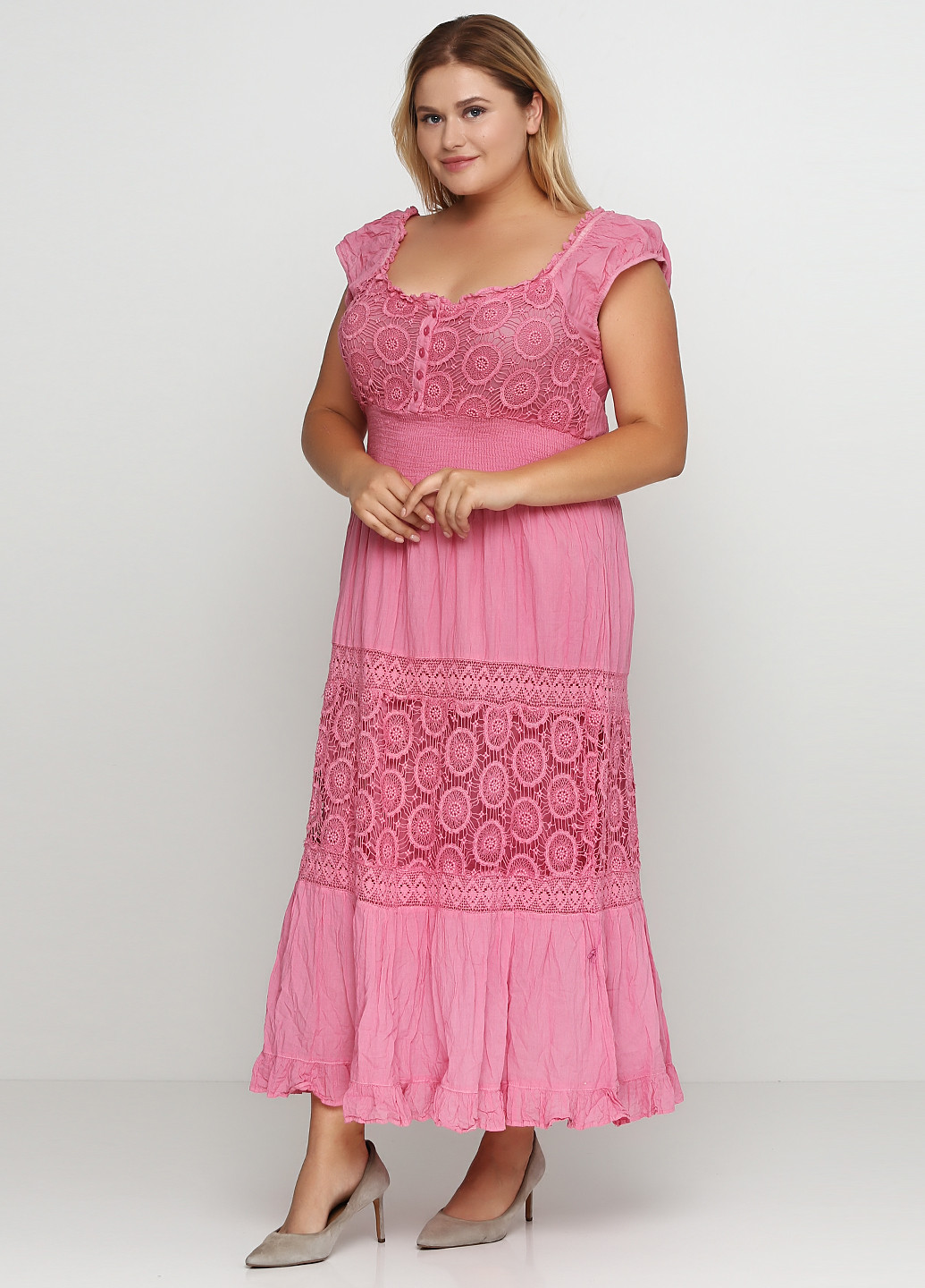 Бледно-розовое кэжуал платье Cute с геометрическим узором
