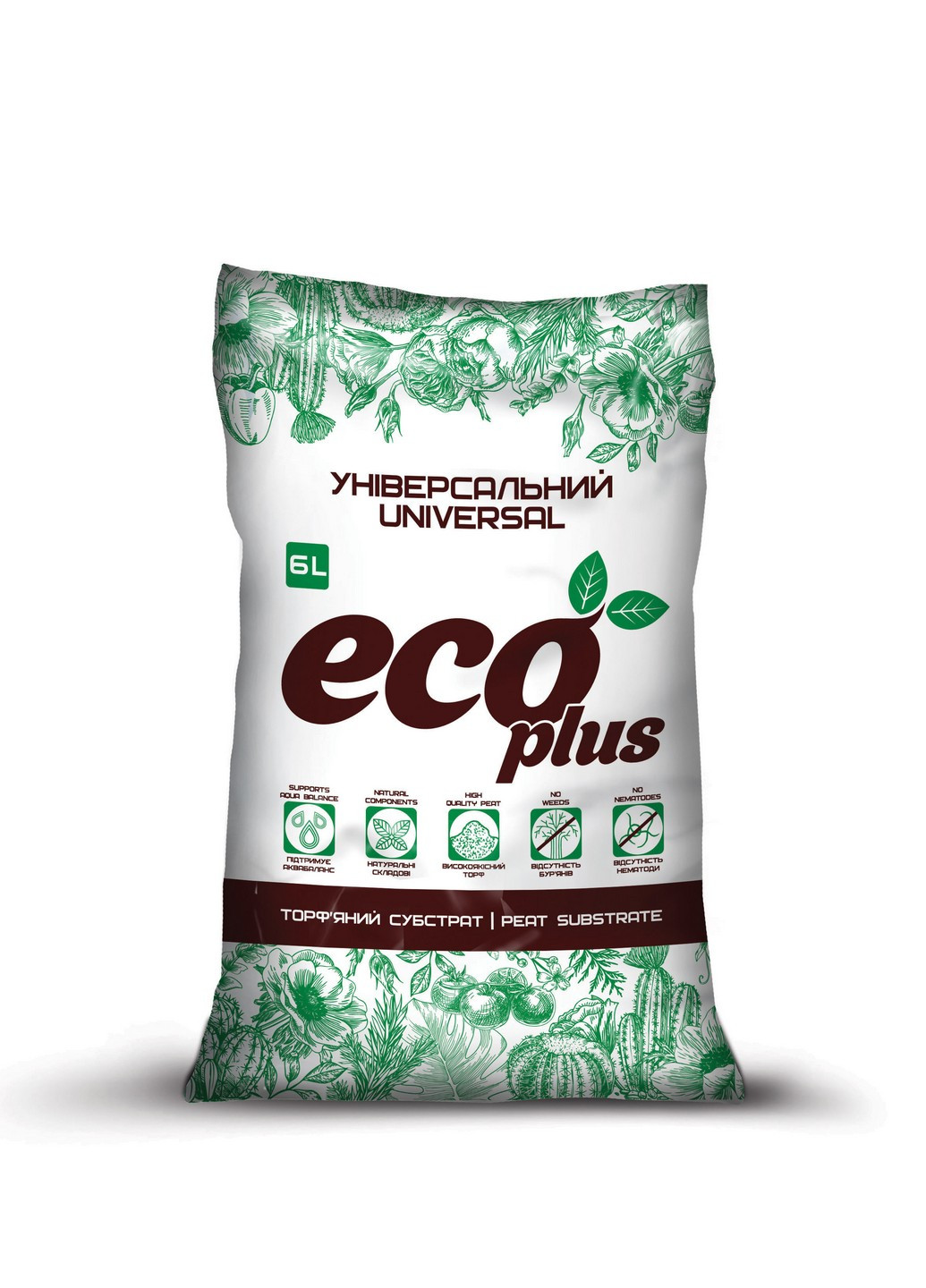 Торфяной субстрат ECO PLUS Универсальный 6 л Peatfield (227201459)