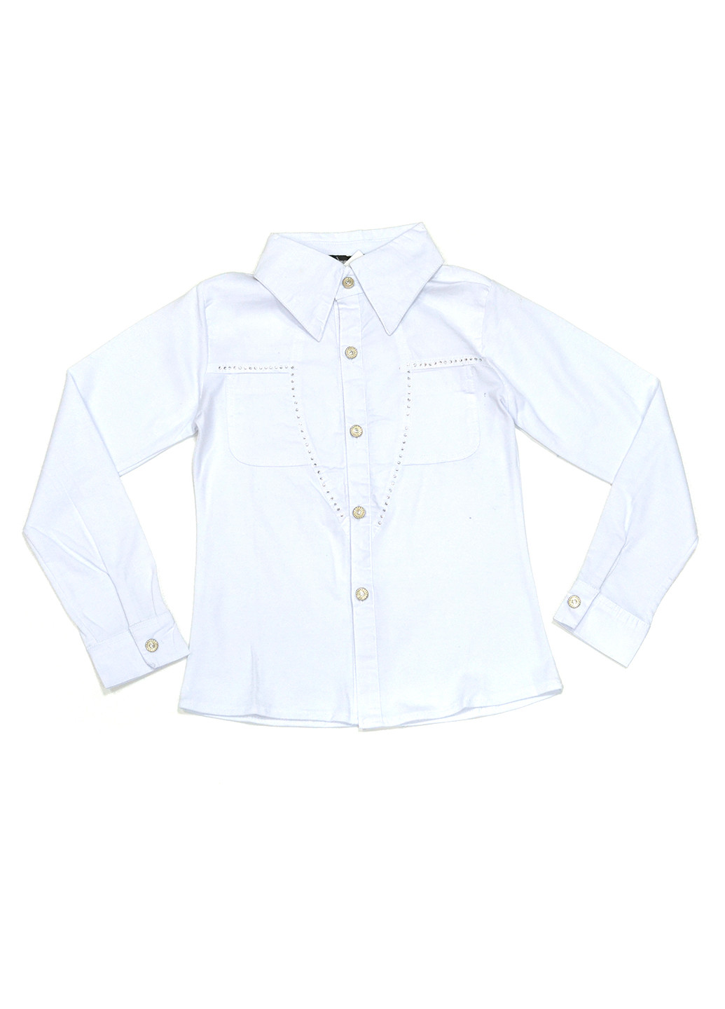 Белая однотонная блузка с длинным рукавом Piccolo L демисезонная