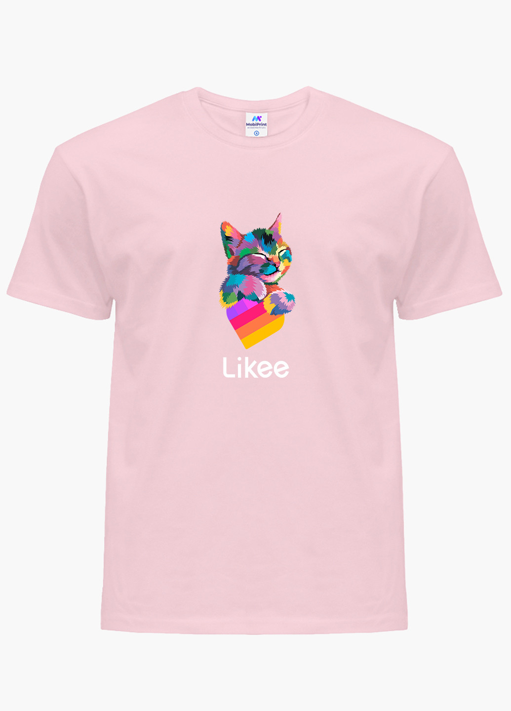 Рожева демісезонна футболка дитяча лайк котик (likee cat) (9224-1040) MobiPrint
