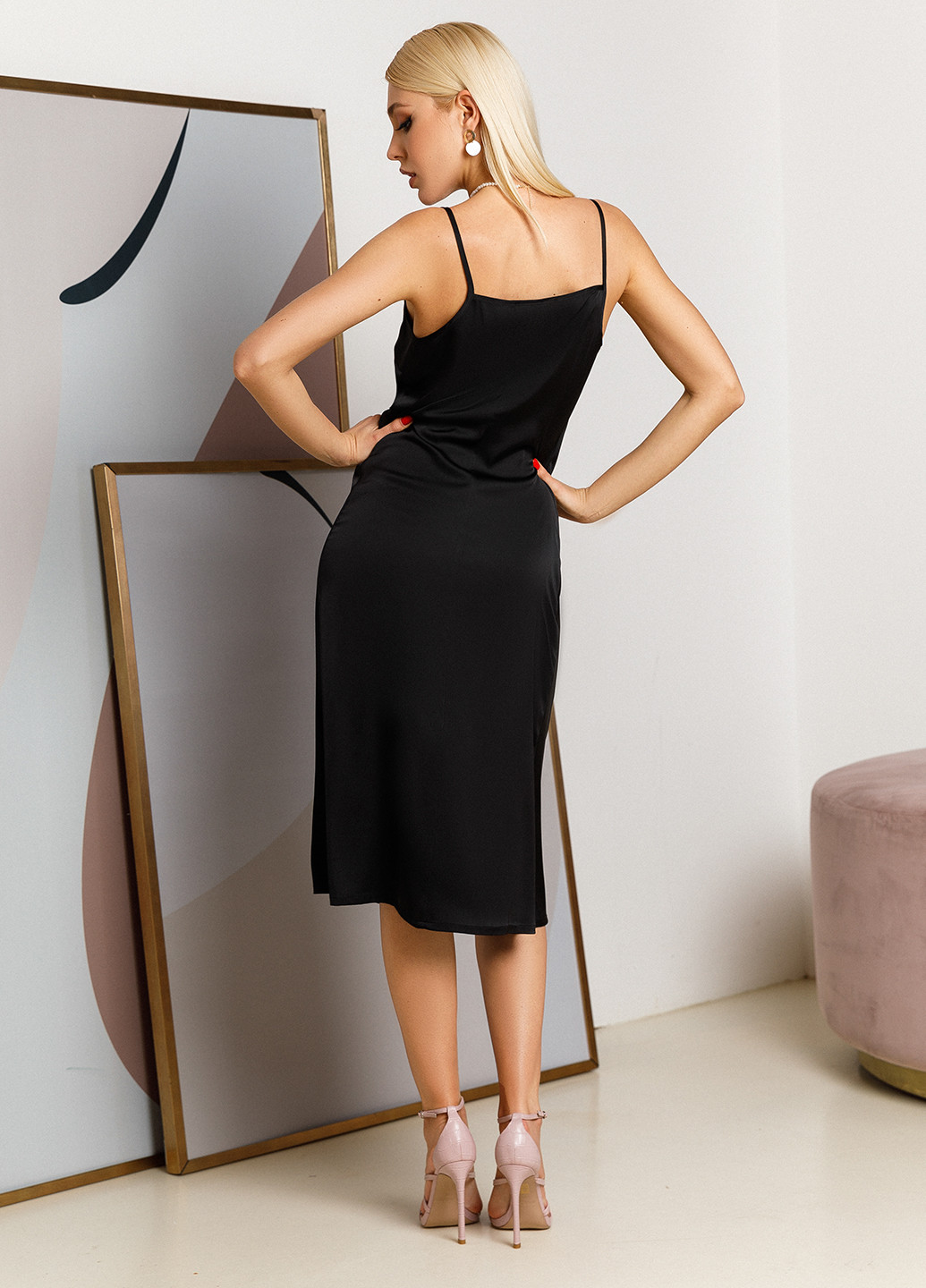 Чорна кежуал плаття, сукня сукня-комбінація VONAVIN однотонна