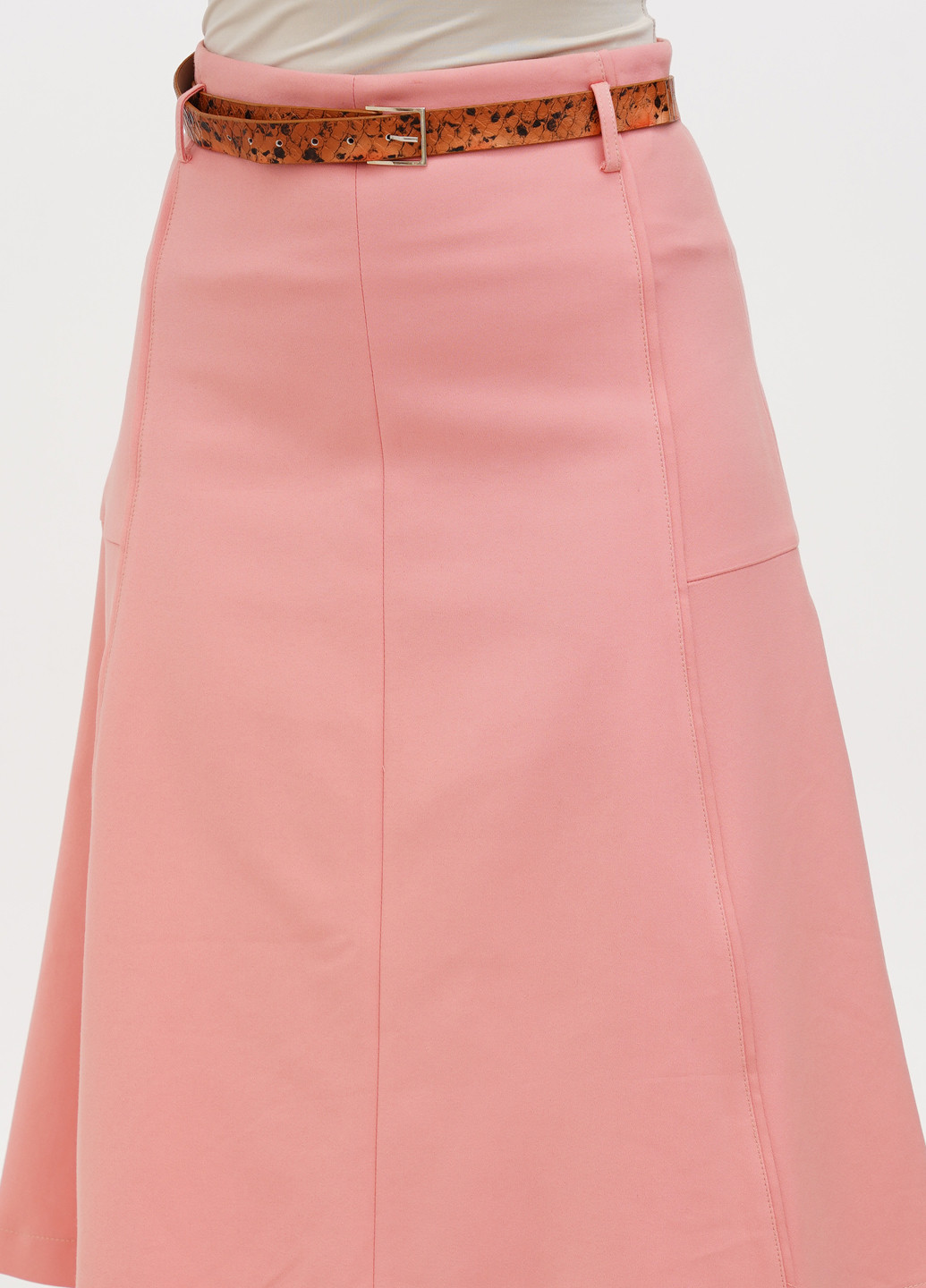 Пудровая кэжуал однотонная юбка Sassofono Club а-силуэта (трапеция)