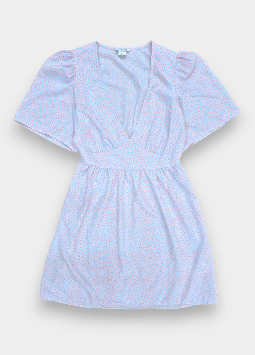 Голубое кэжуал платье клеш Monki в горошек