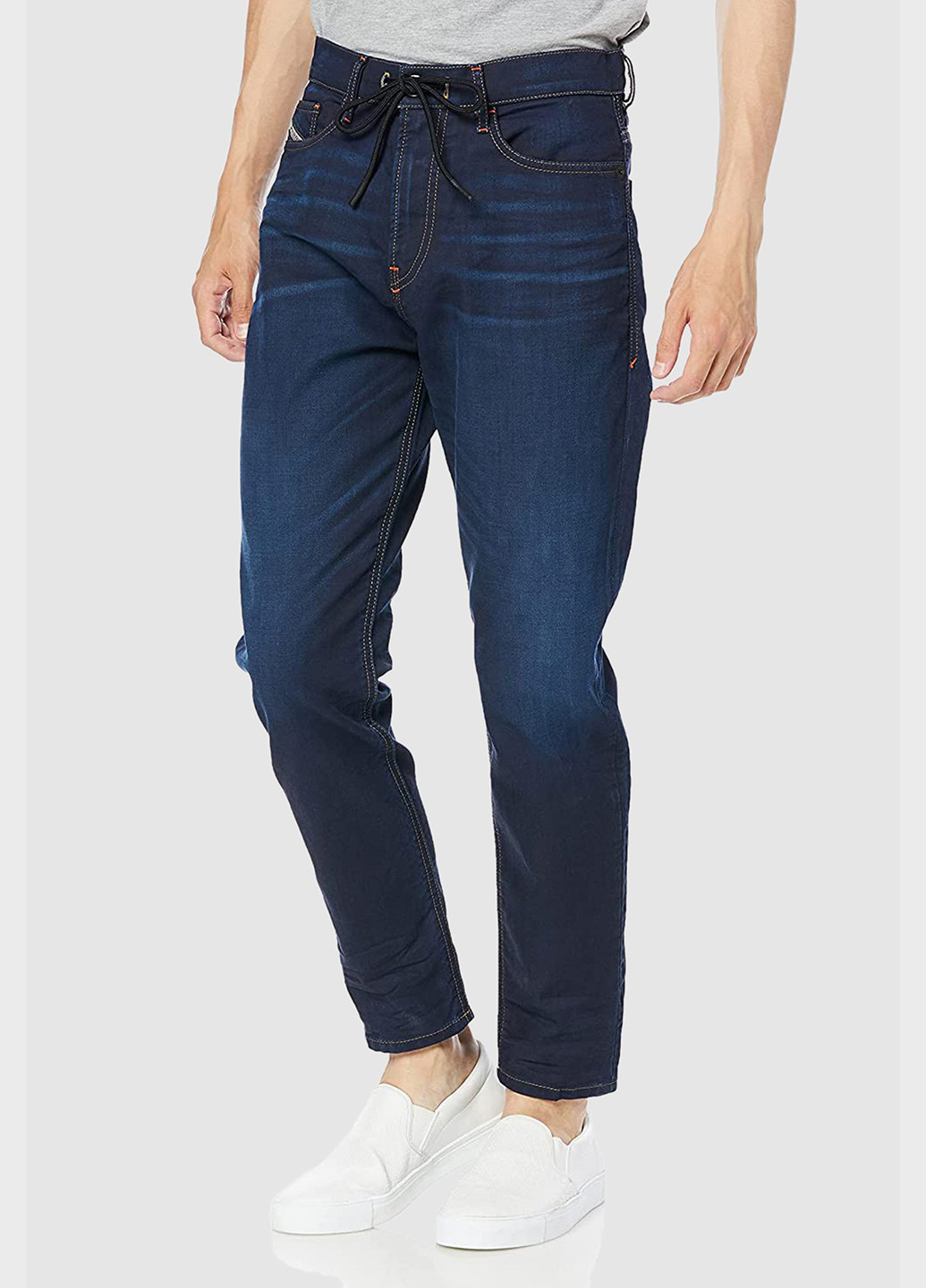 Темно-синие демисезонные укороченные, зауженные джинсы Diesel