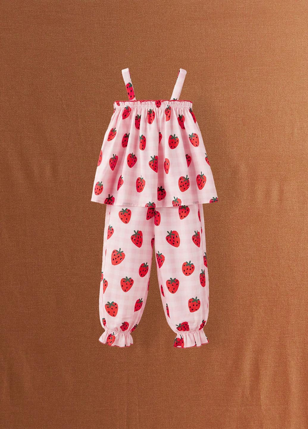 Світло-рожевий літній костюм (топ, штани) SHEIN