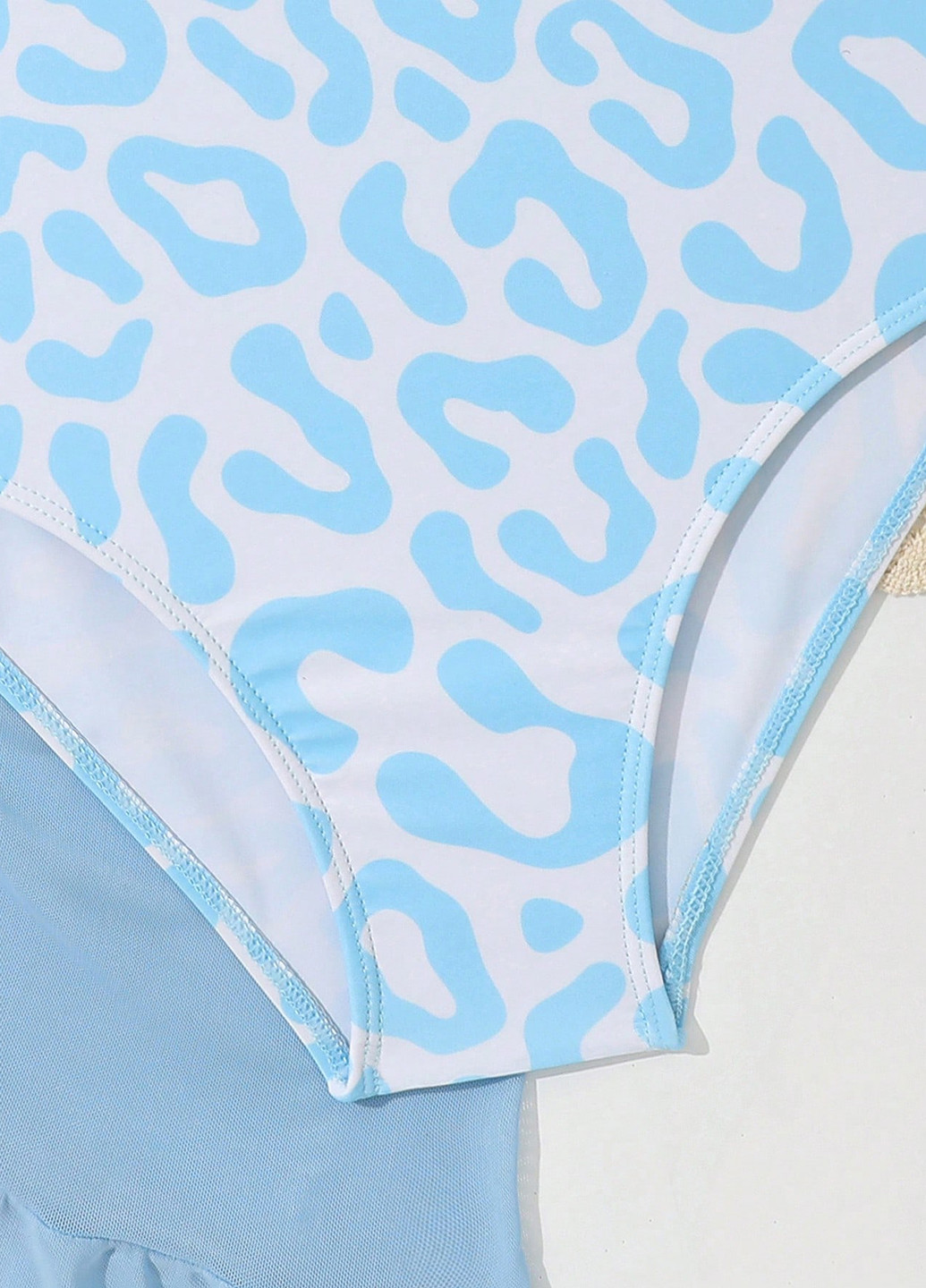 Голубой летний комплект (купальник, юбка) майо, слитный SHEIN