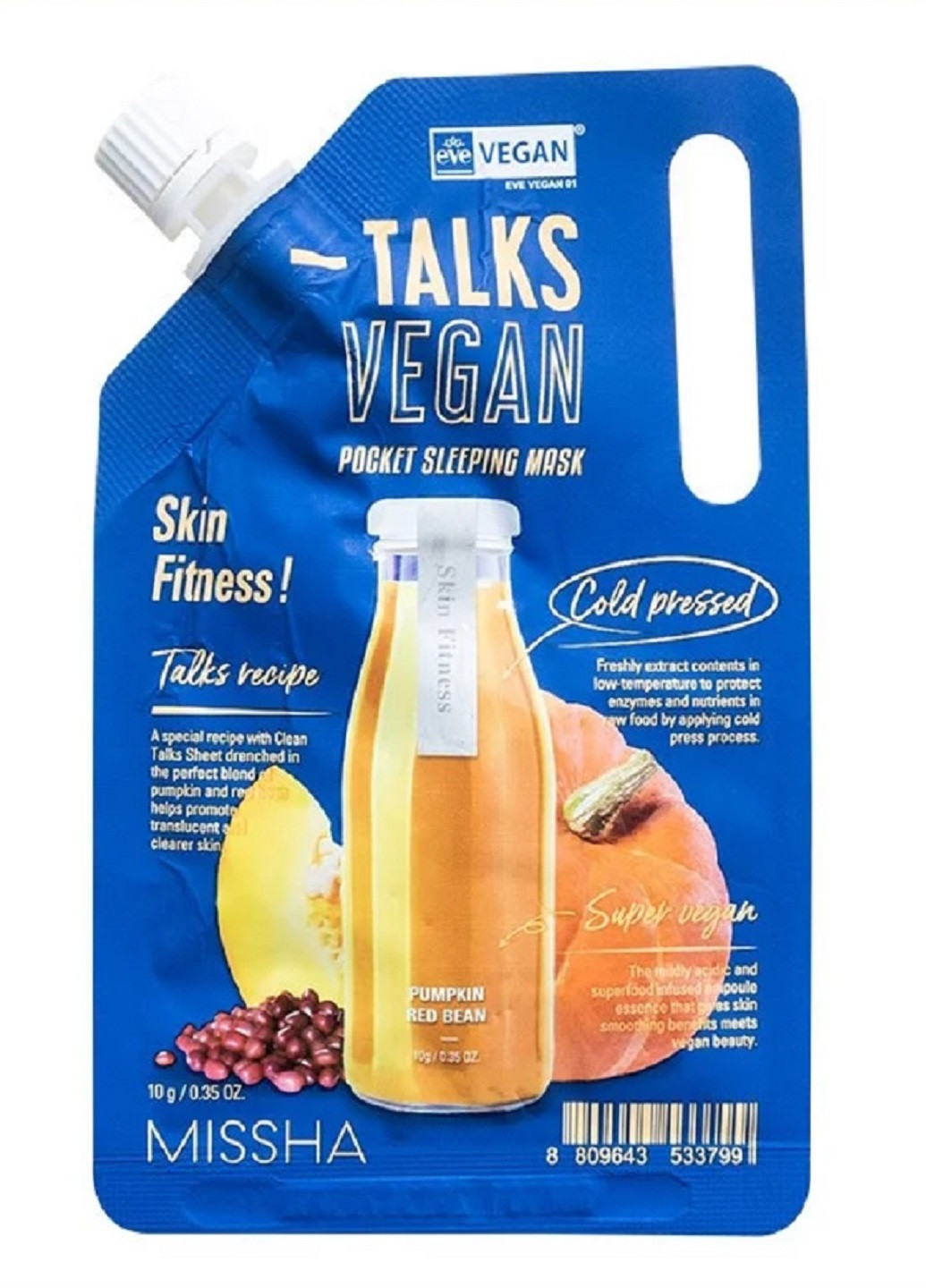 Ночная маска-эксфолиант Talks Vegan Pocket Sleeping Pack Skin Fitness, 10 г MISSHA (219904603)