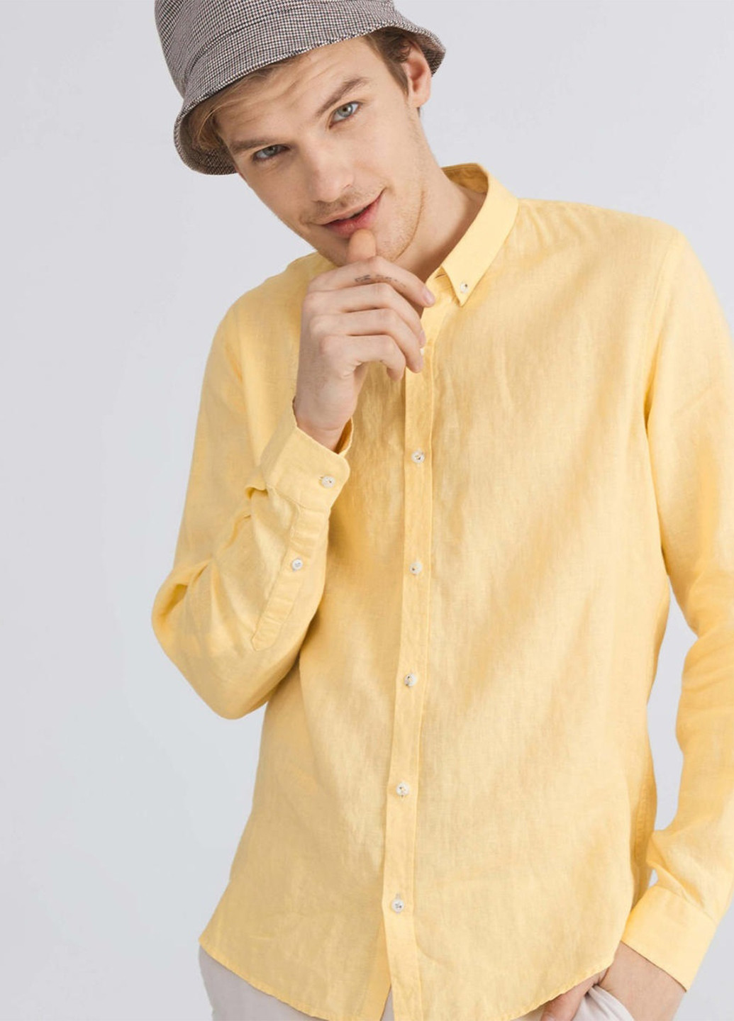 Желтая кэжуал рубашка однотонная Xint