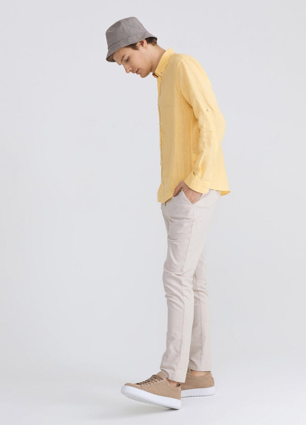 Желтая кэжуал рубашка однотонная Xint