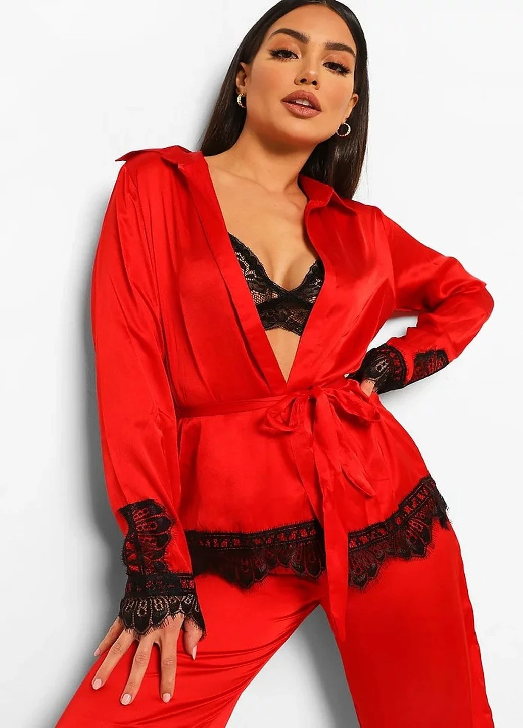 Красная домашний рубашка однотонная Boohoo