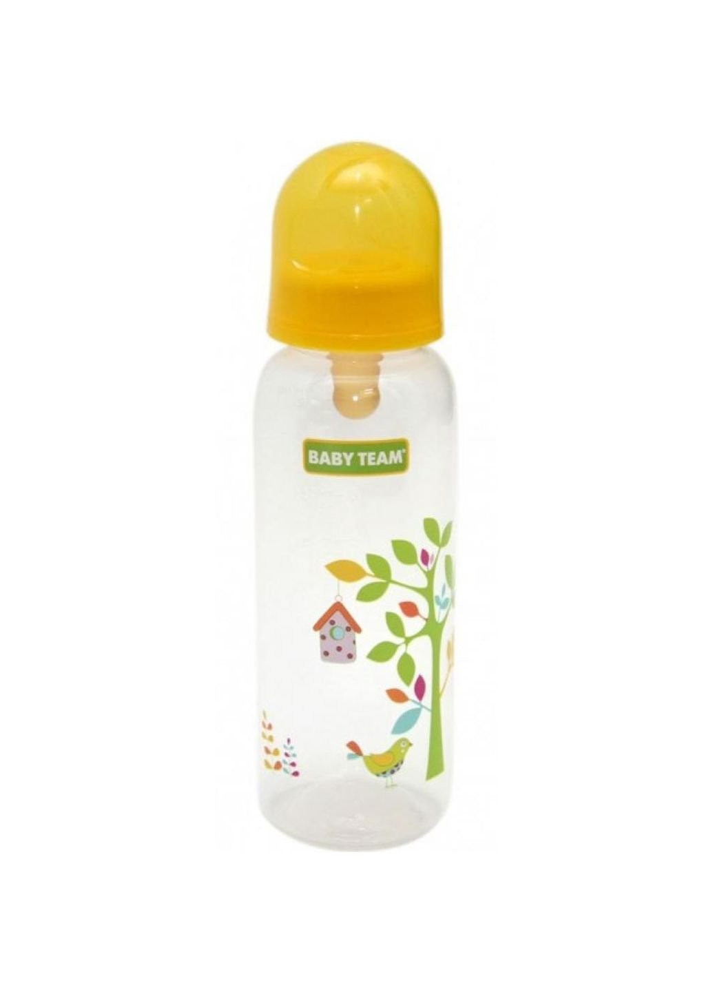 Бутылочка для кормления с латексной соской, 250 мл 0+ желтый Baby Team (252245279)