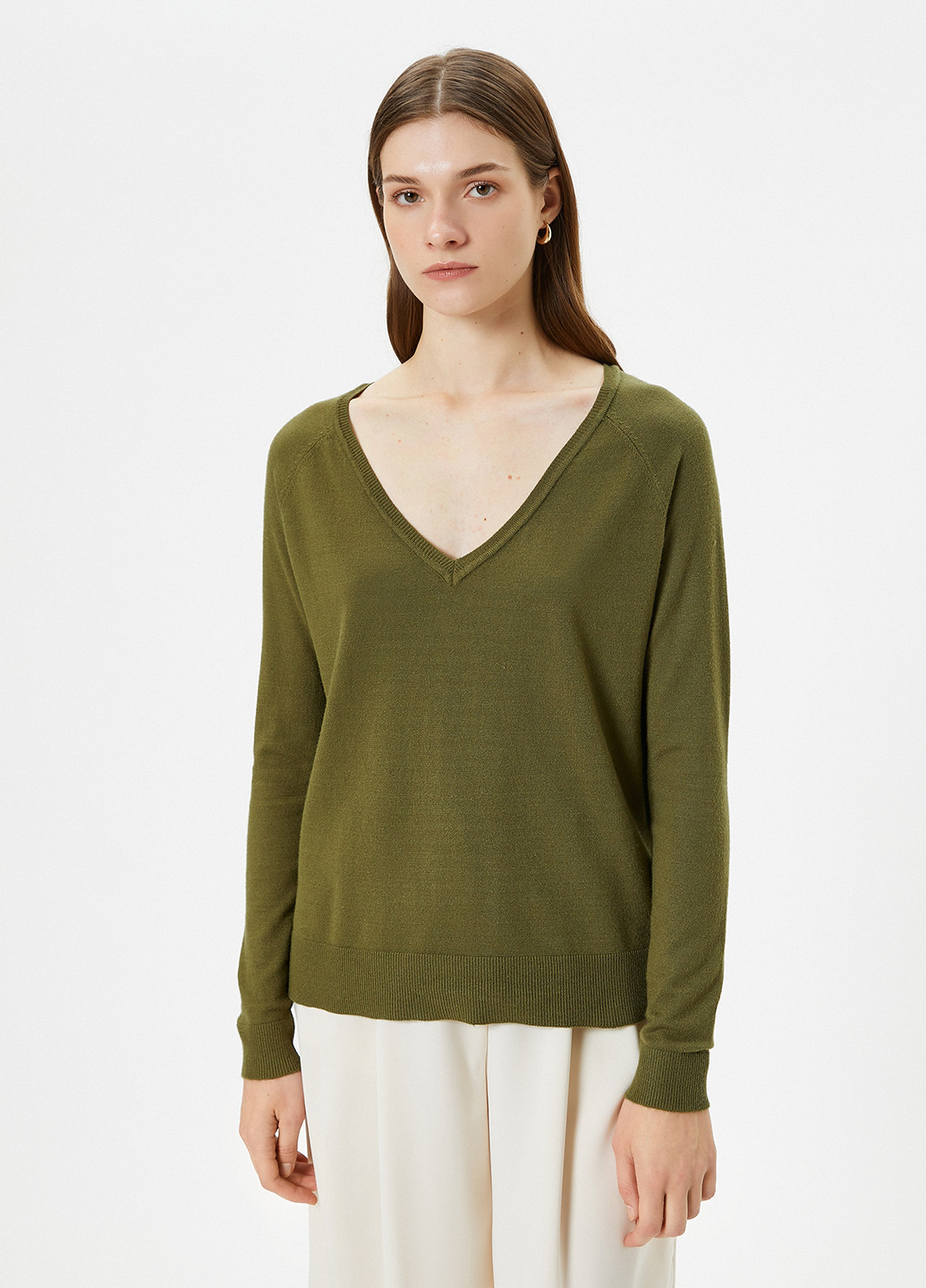 Зеленый демисезонный пуловер пуловер KOTON