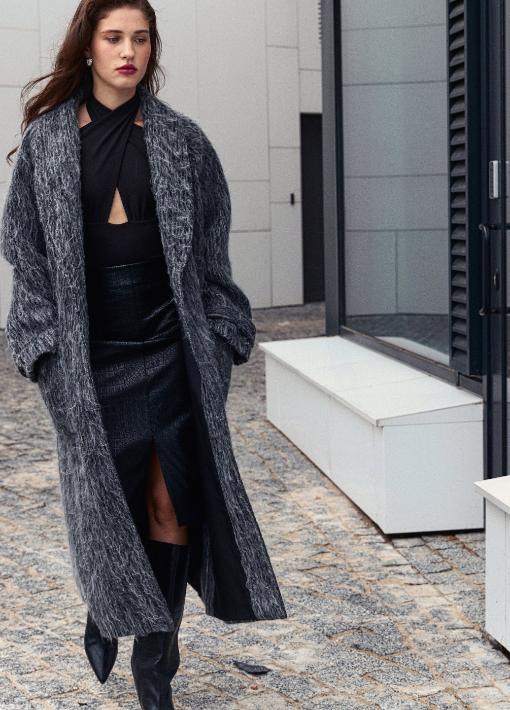 Сіре демісезонне Пальто оверсайз Gepur