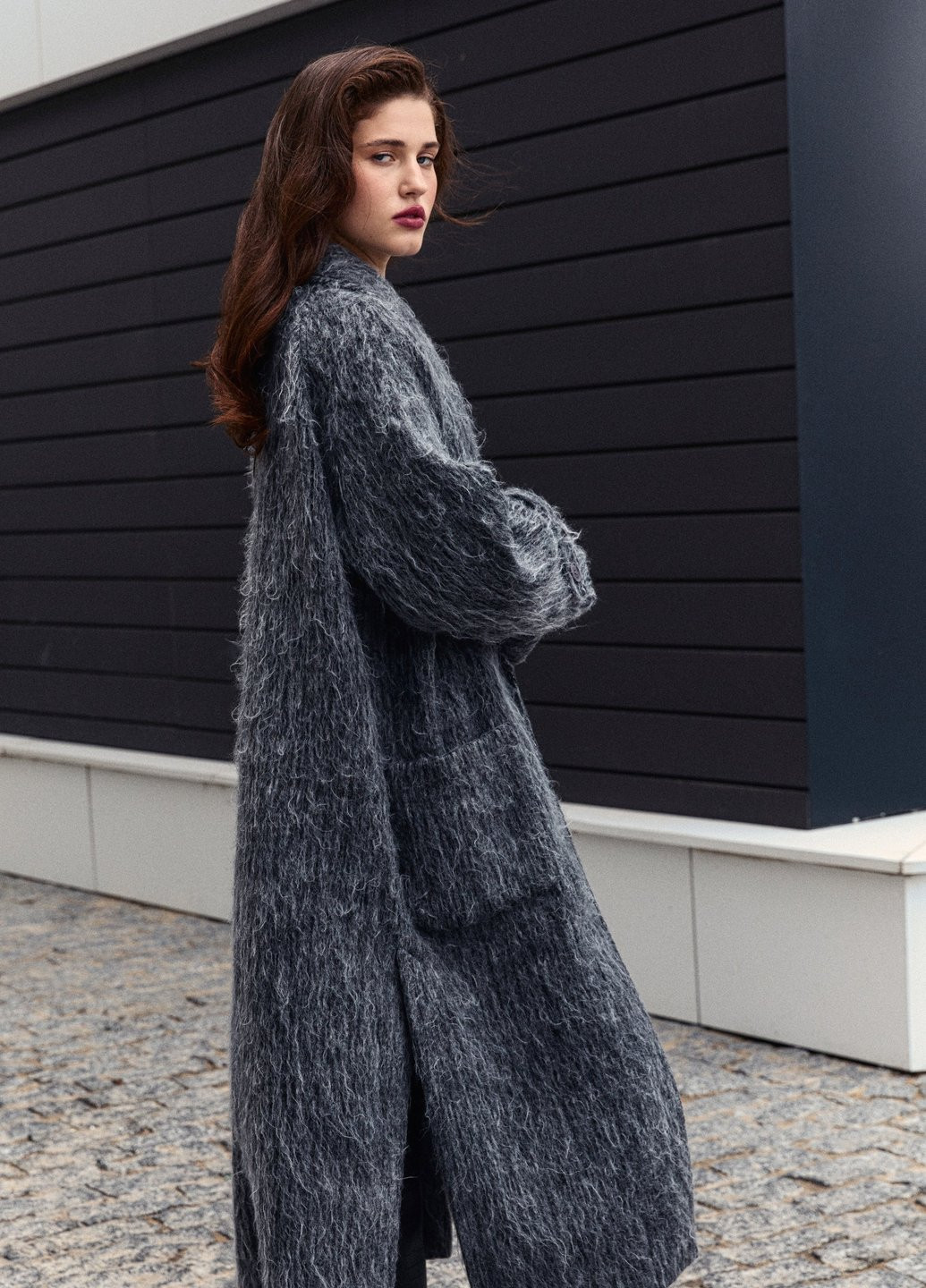 Сіре демісезонне Пальто оверсайз Gepur