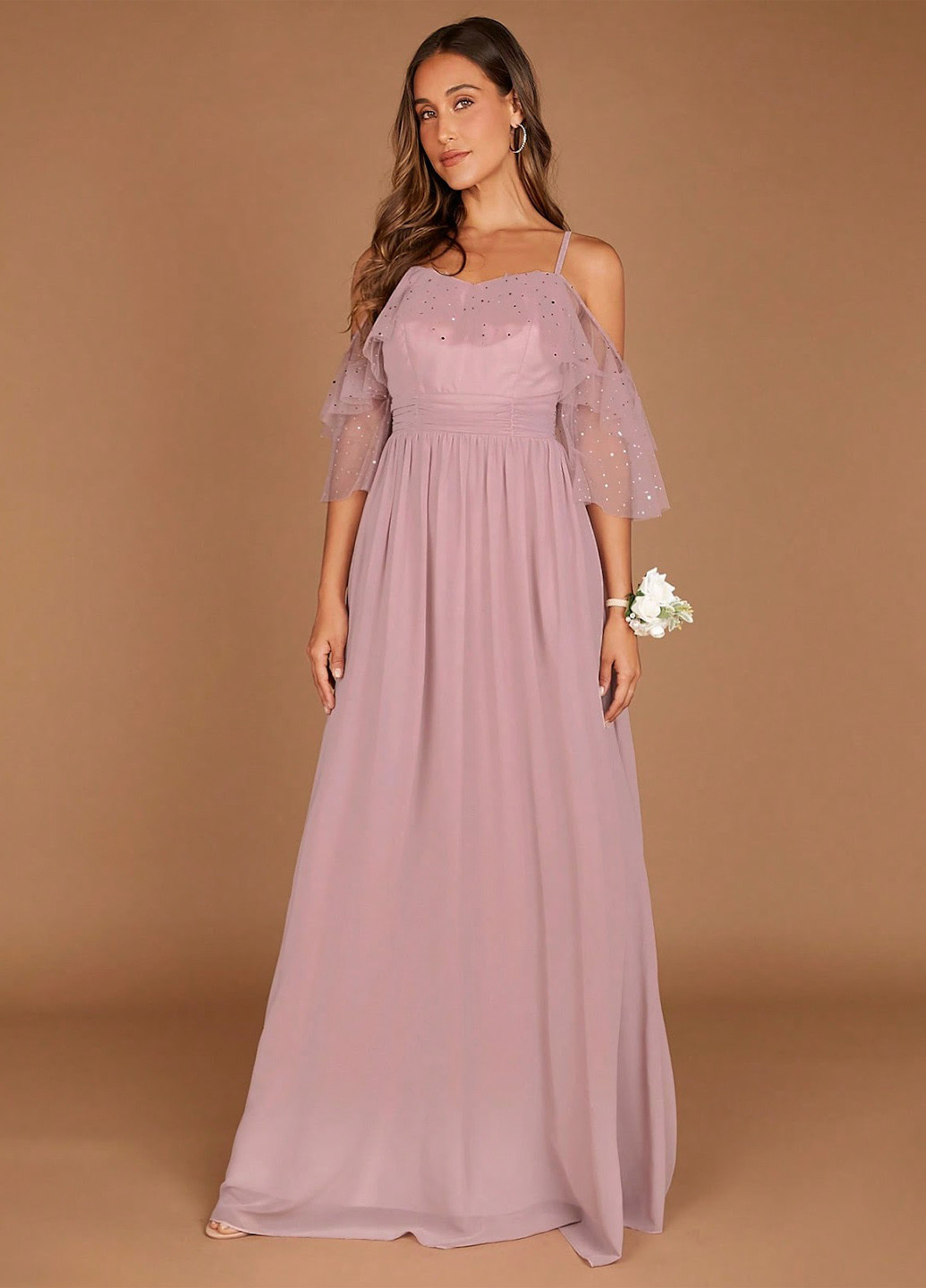 Світло-рожева вечірня сукня з відкритими плечима, а-силует SHEIN однотонна