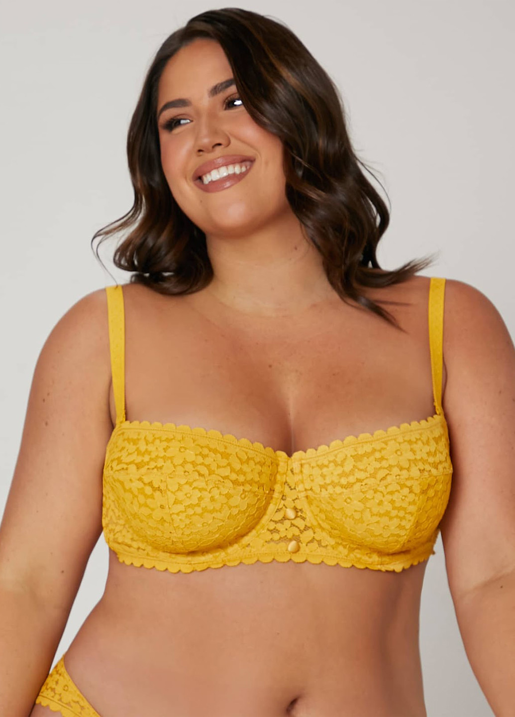 Жовтий балконет бюстгальтер SHEIN з кісточками поліамід, гіпюр