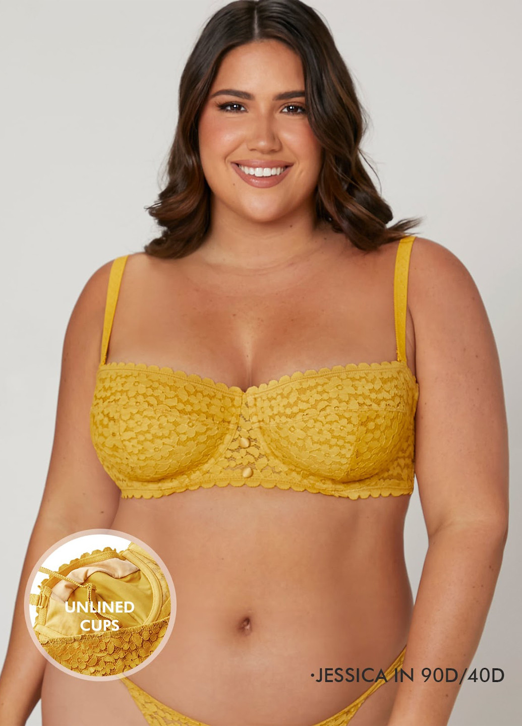 Жовтий балконет бюстгальтер SHEIN з кісточками поліамід, гіпюр