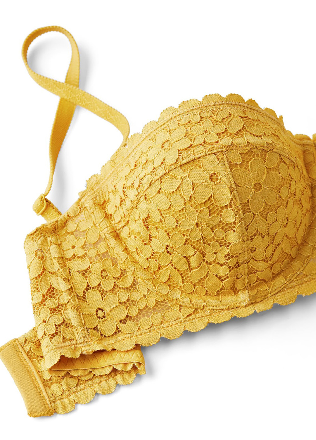 Жовтий балконет бюстгальтер SHEIN з кісточками поліамід, гіпюр