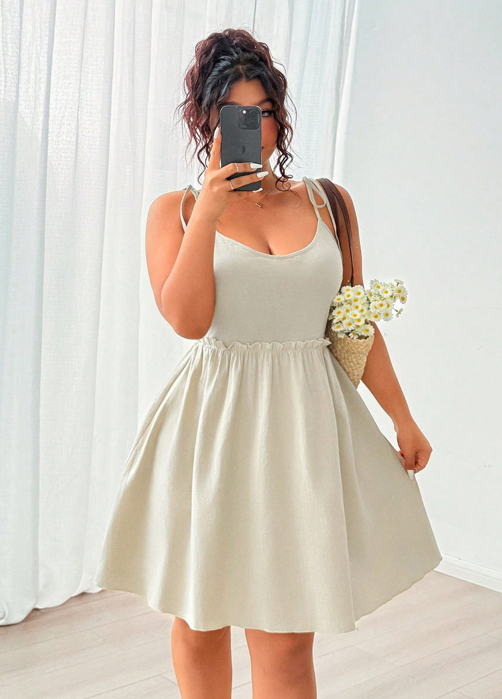 Кремова кежуал сукня кльош SHEIN однотонна