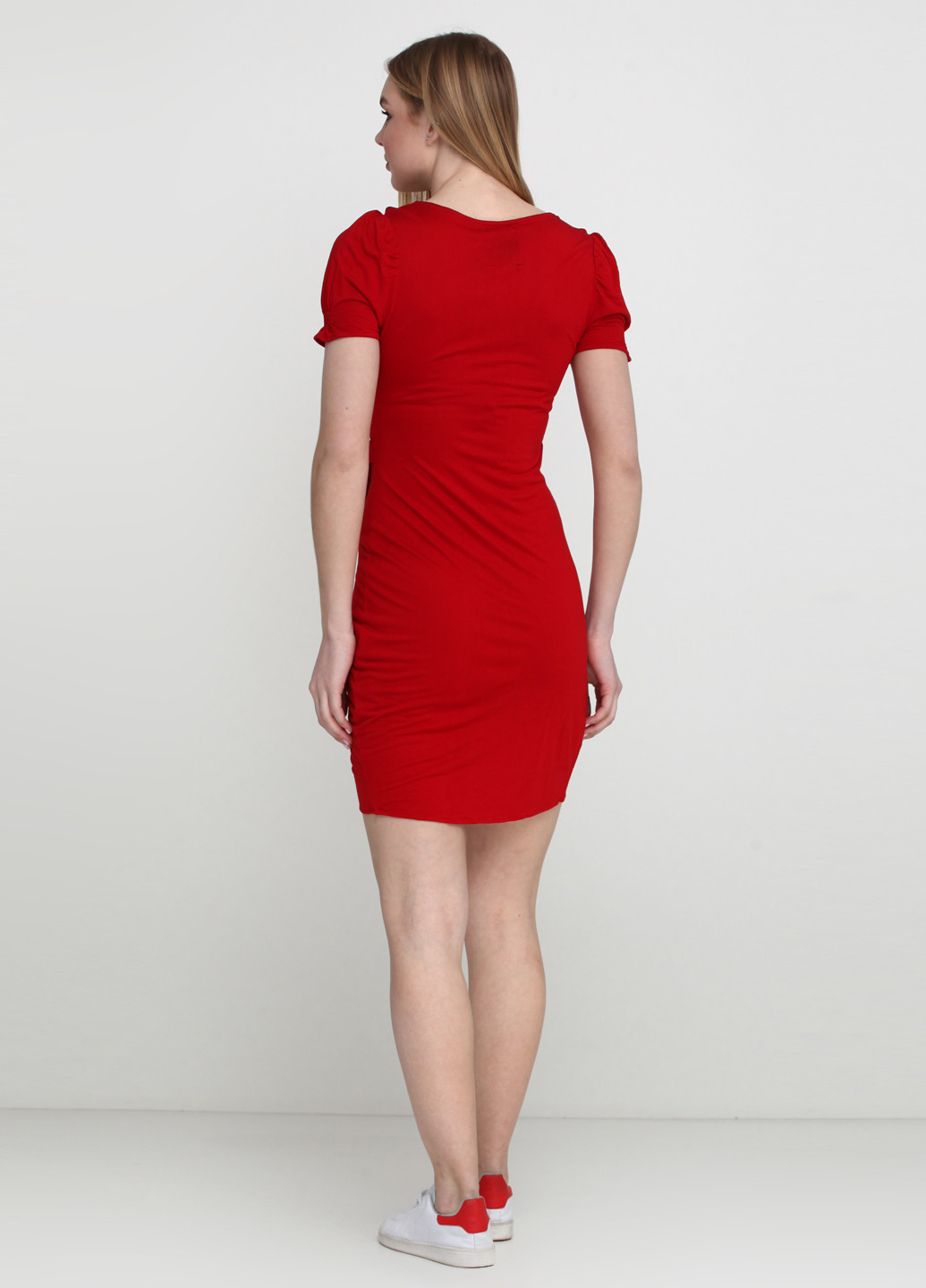 Красное кэжуал платье на запах Zara однотонное
