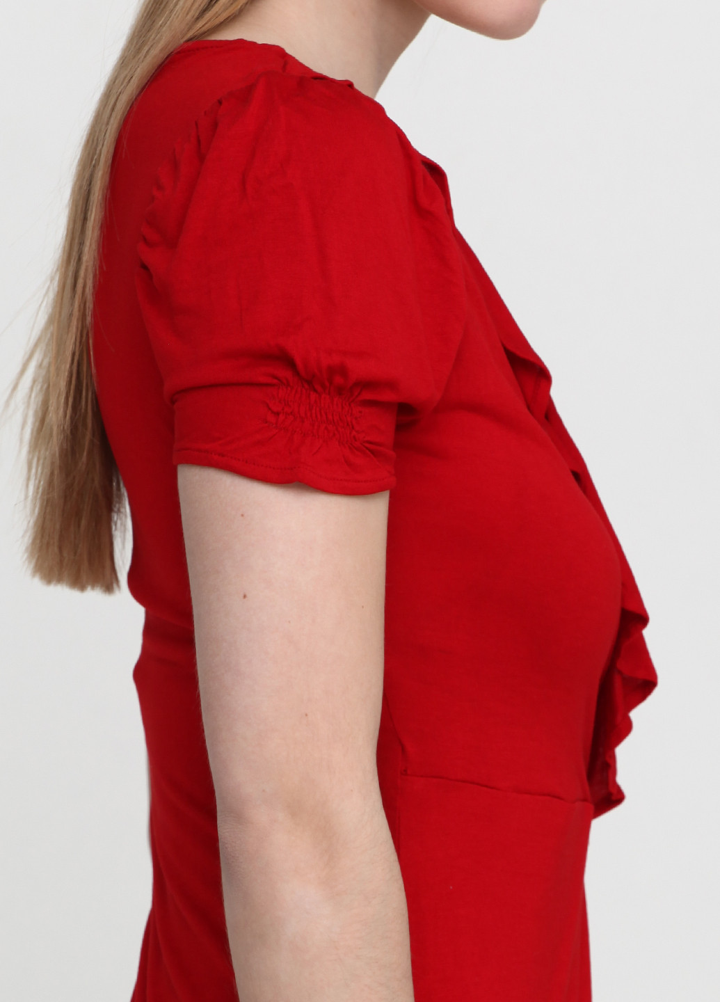 Красное кэжуал платье на запах Zara однотонное