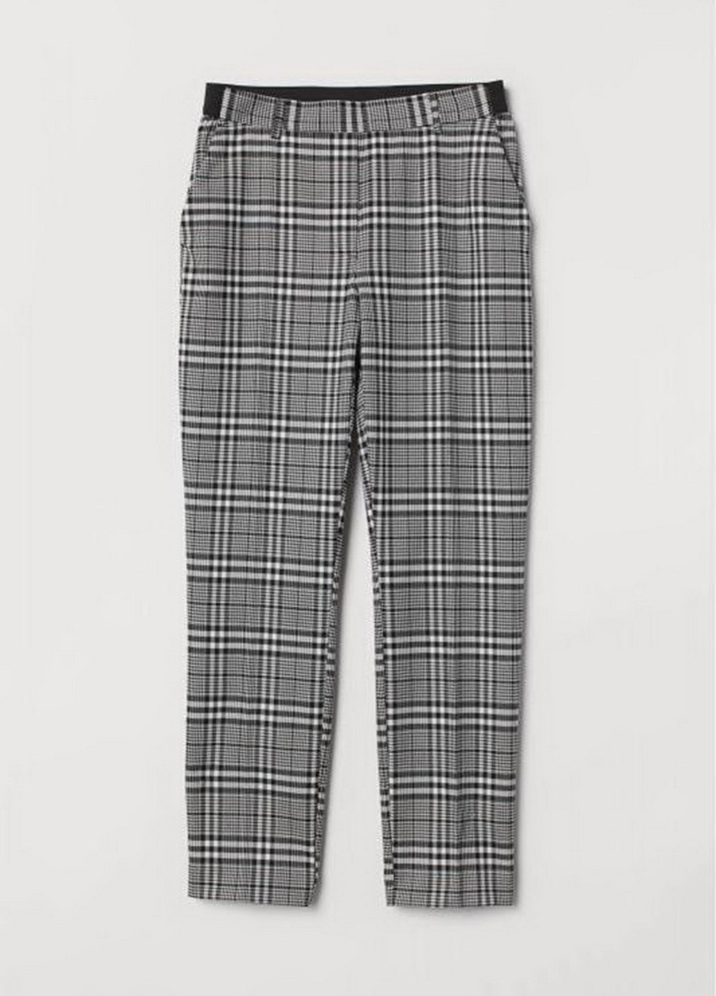 Черно-белые кэжуал демисезонные зауженные брюки H&M