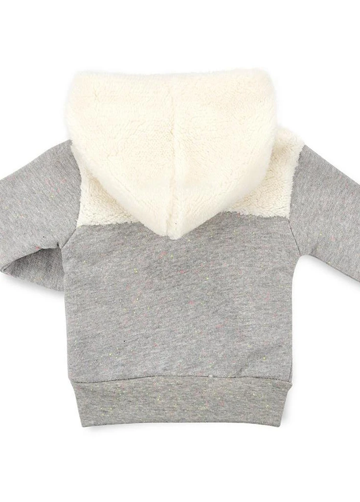 Кофта на блискавки з хутряним капюшоном (6943-80G-gray) Haknur (202373998)