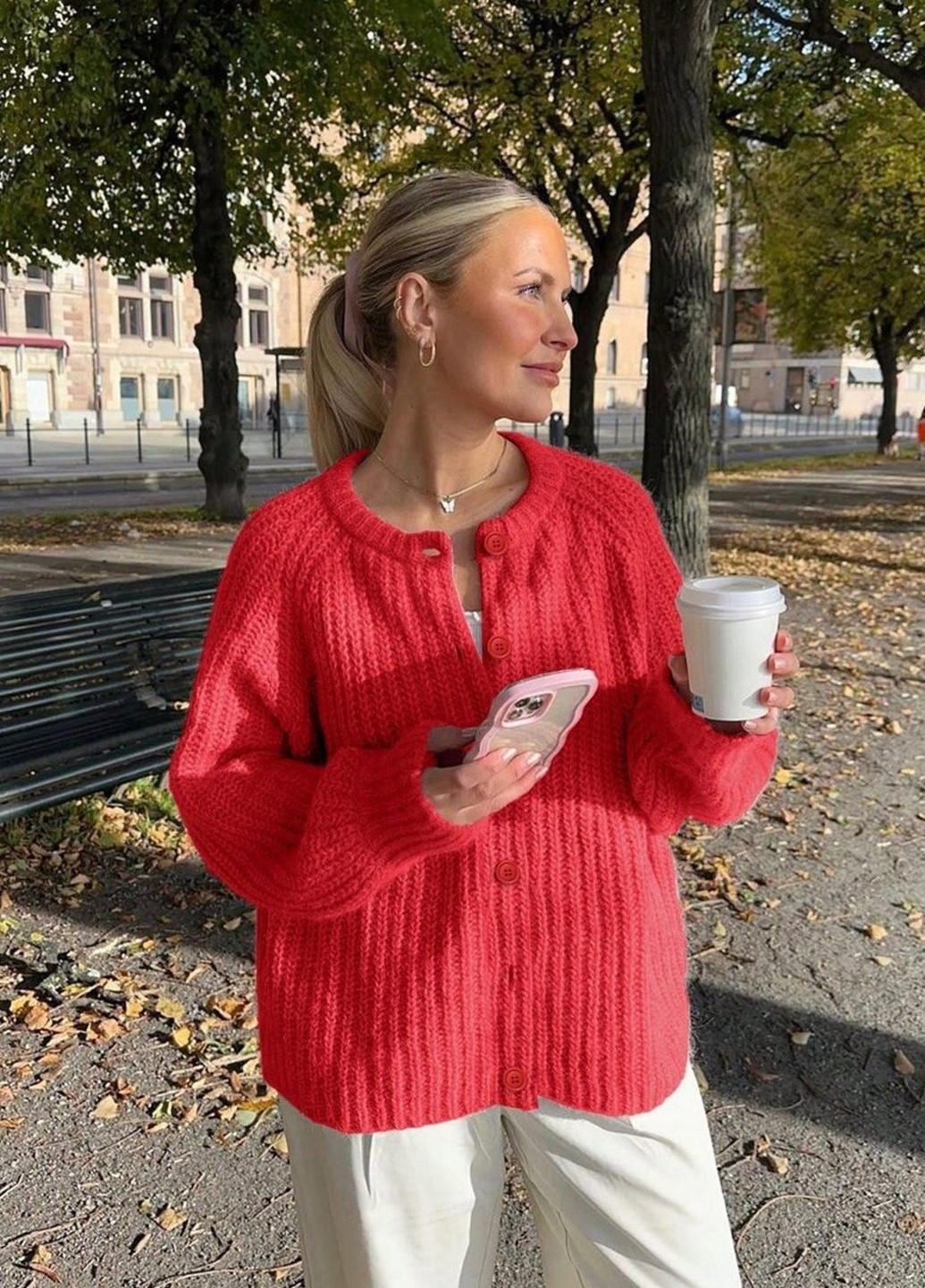 Красный демисезонный кардиган SHEIN