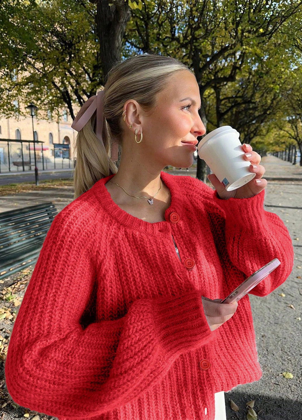 Красный демисезонный кардиган SHEIN