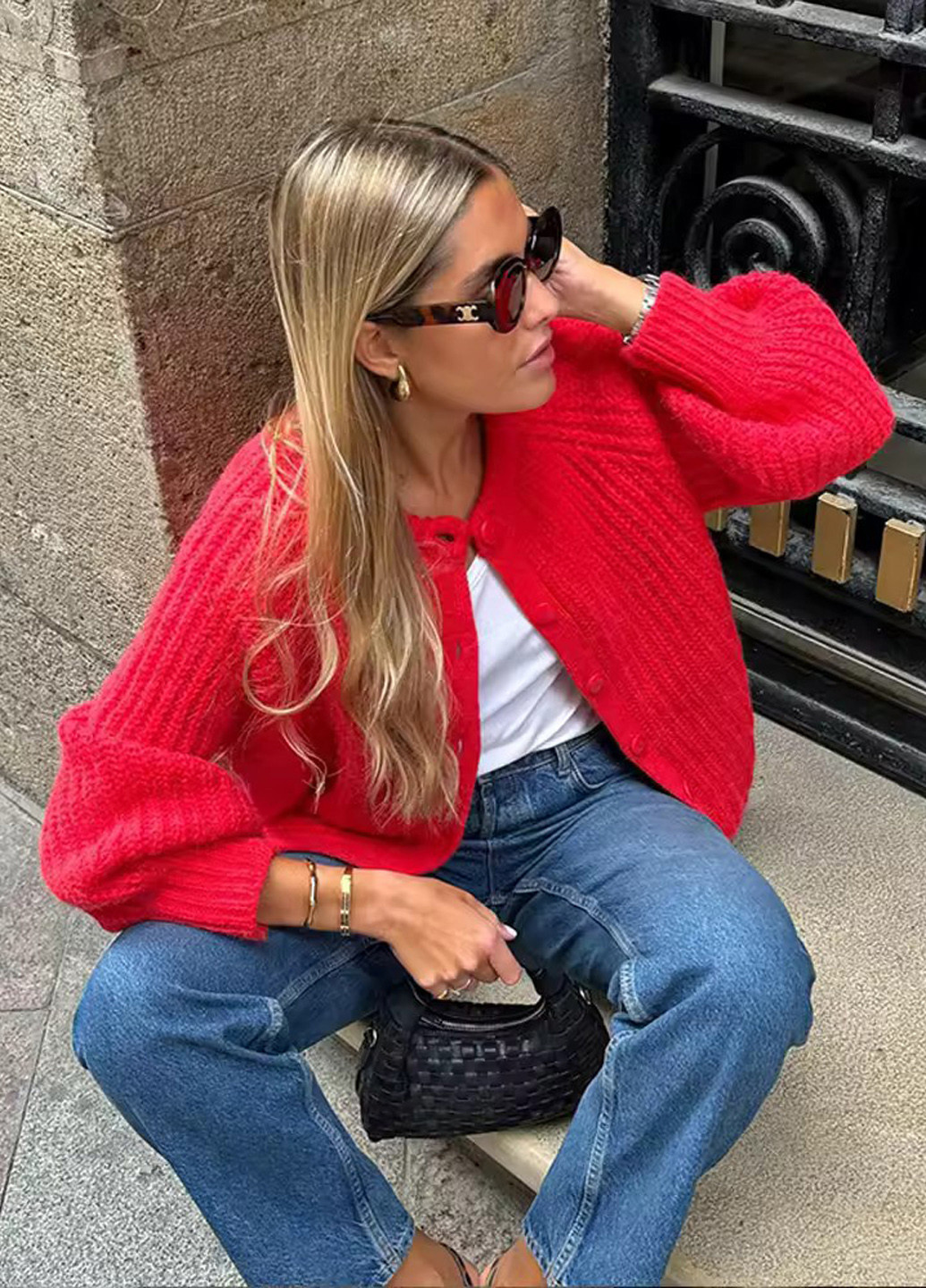 Красный демисезонный кардиган SHEIN