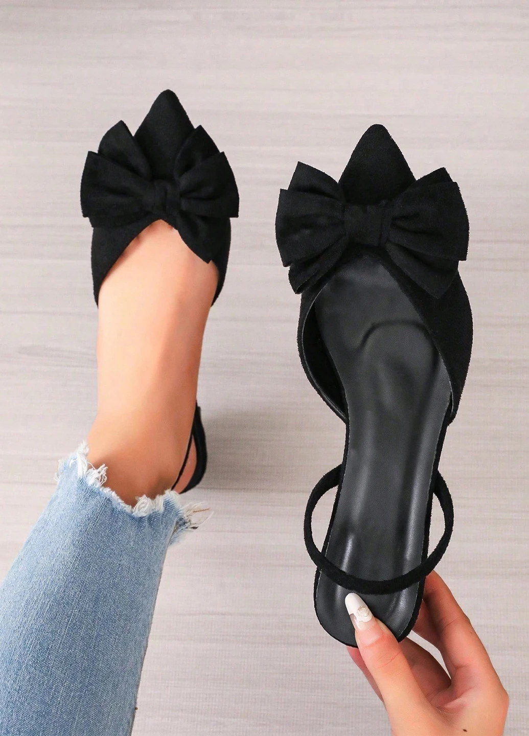 SHEIN Туфлі слінгбекі чорний з натуральна замша, китай — літо (365497663)
