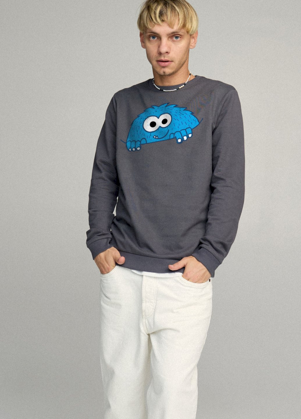 Темно-серый свитшот мужской basic /no flis/ YAPPI (252258571)