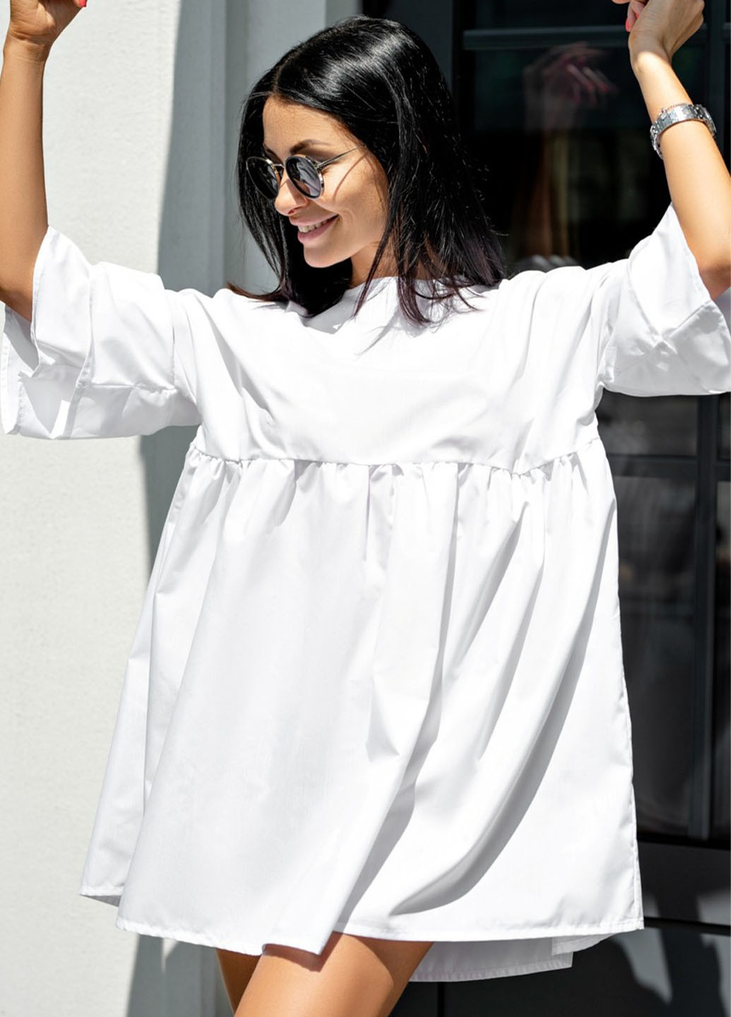 Білий кежуал сукня агата Anika однотонна