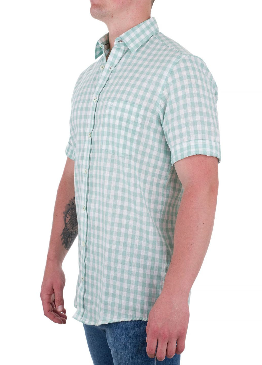 Зеленая рубашка в клетку Casa Moda