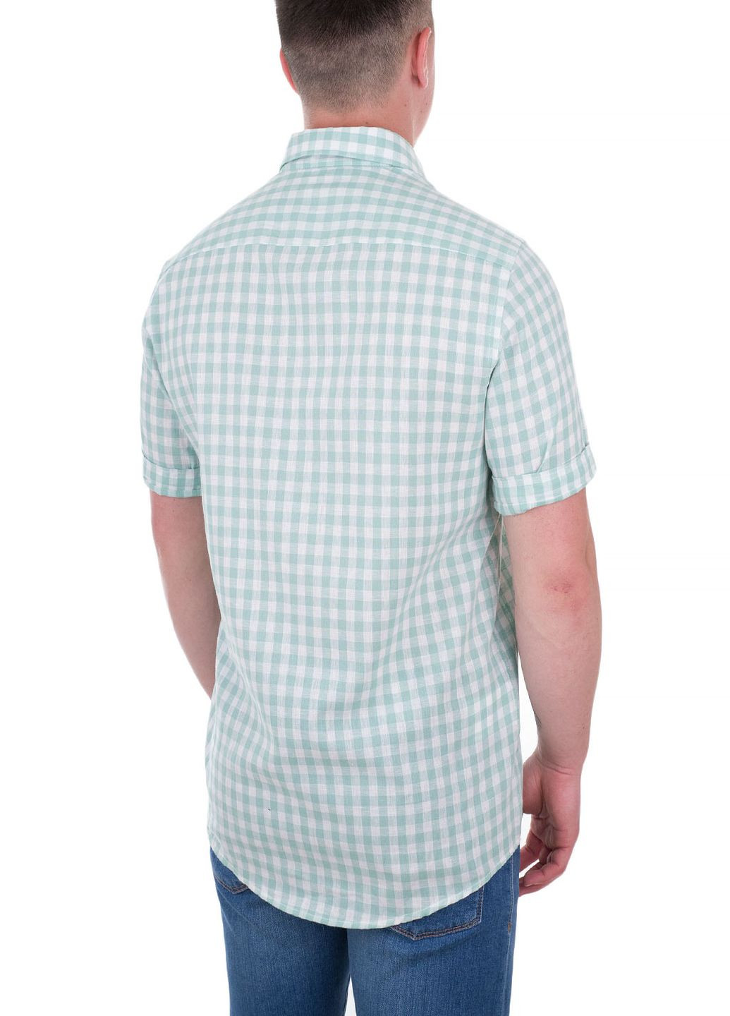 Зеленая рубашка в клетку Casa Moda