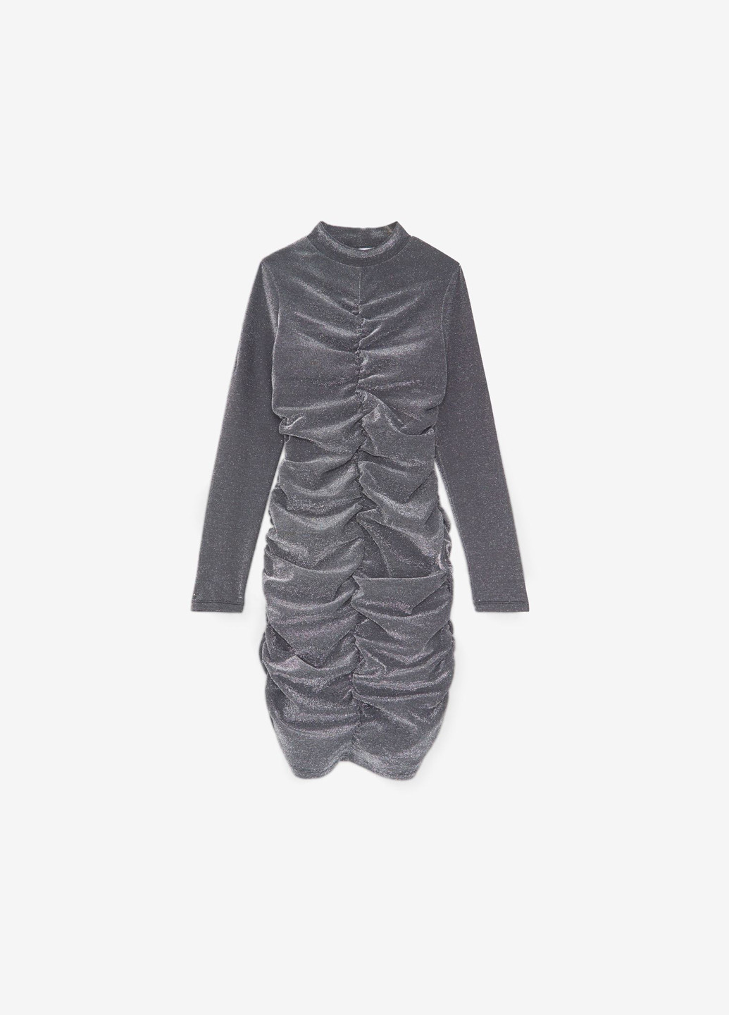 Серебряное кэжуал, коктейльное платье силуэтная, платье-водолазка, с открытой спиной Jennyfer меланжевое