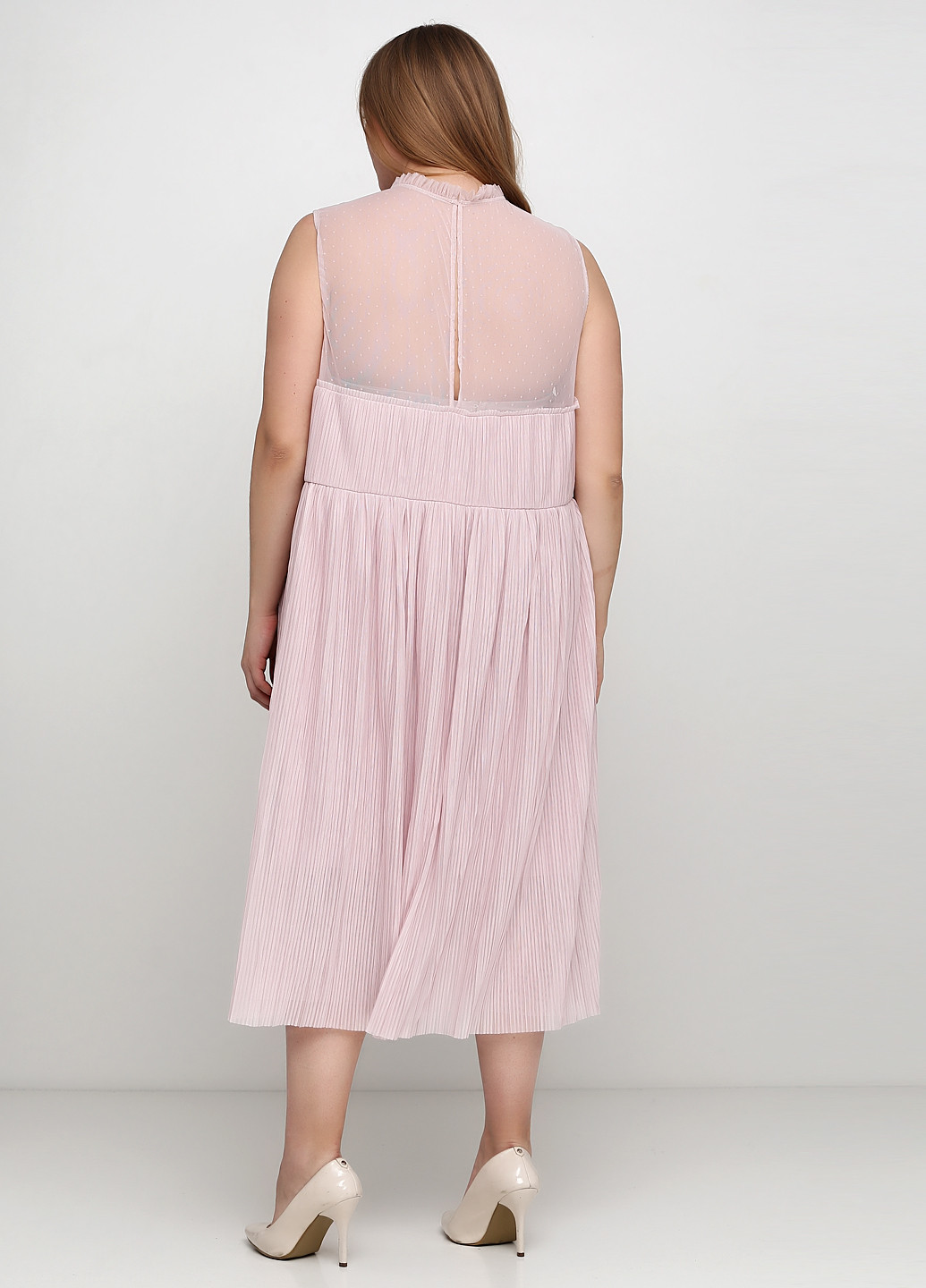 Розовое кэжуал платье плиссированное H&M однотонное