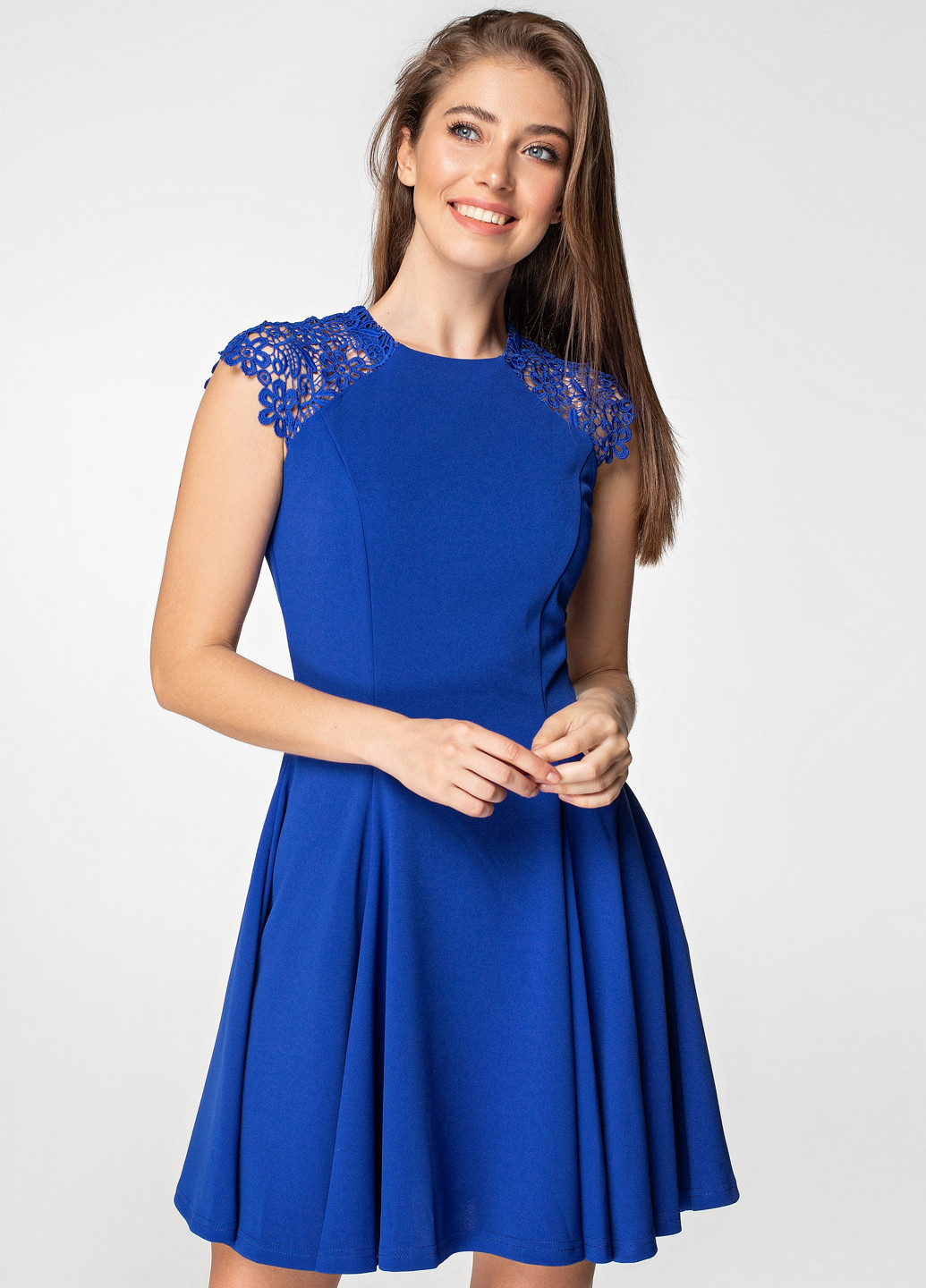 Синее кэжуал платье клеш Simply Brilliant фактурное