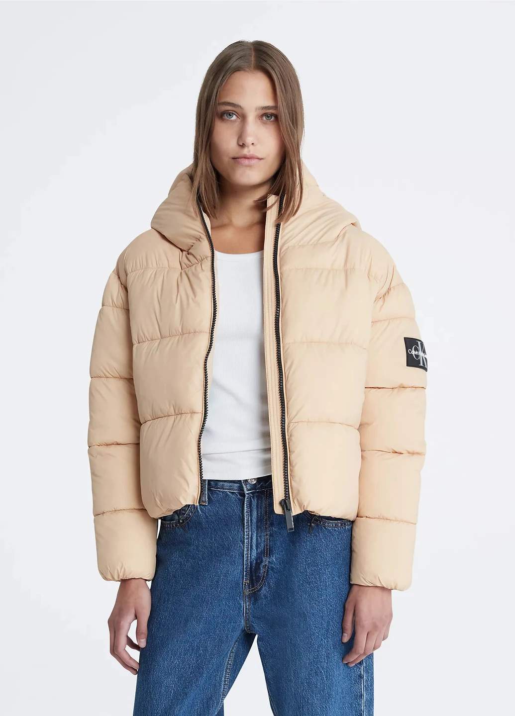 Бежевый демисезонный Пуховик Calvin Klein